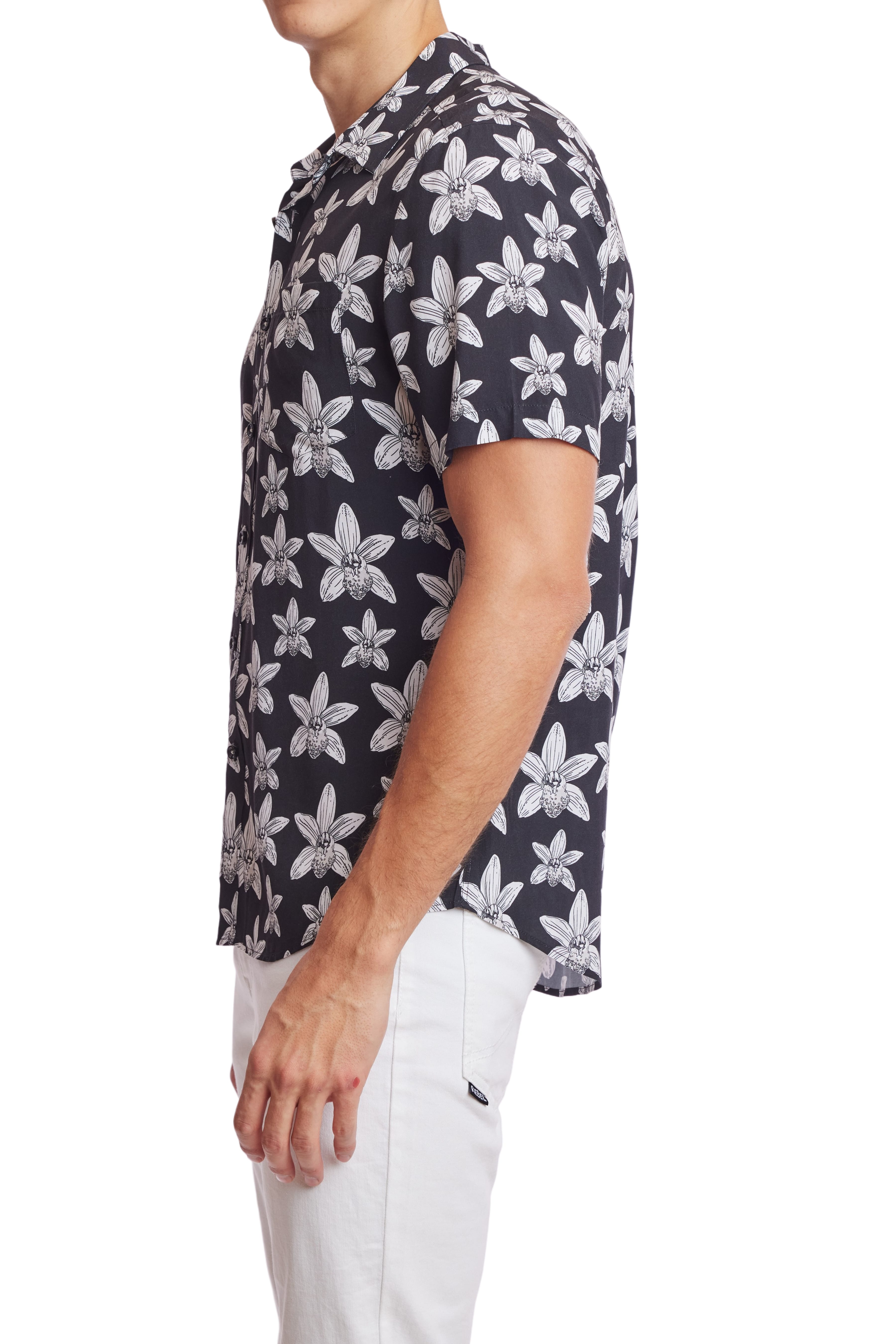 Soleil S/S Shirt - Black White Flowers