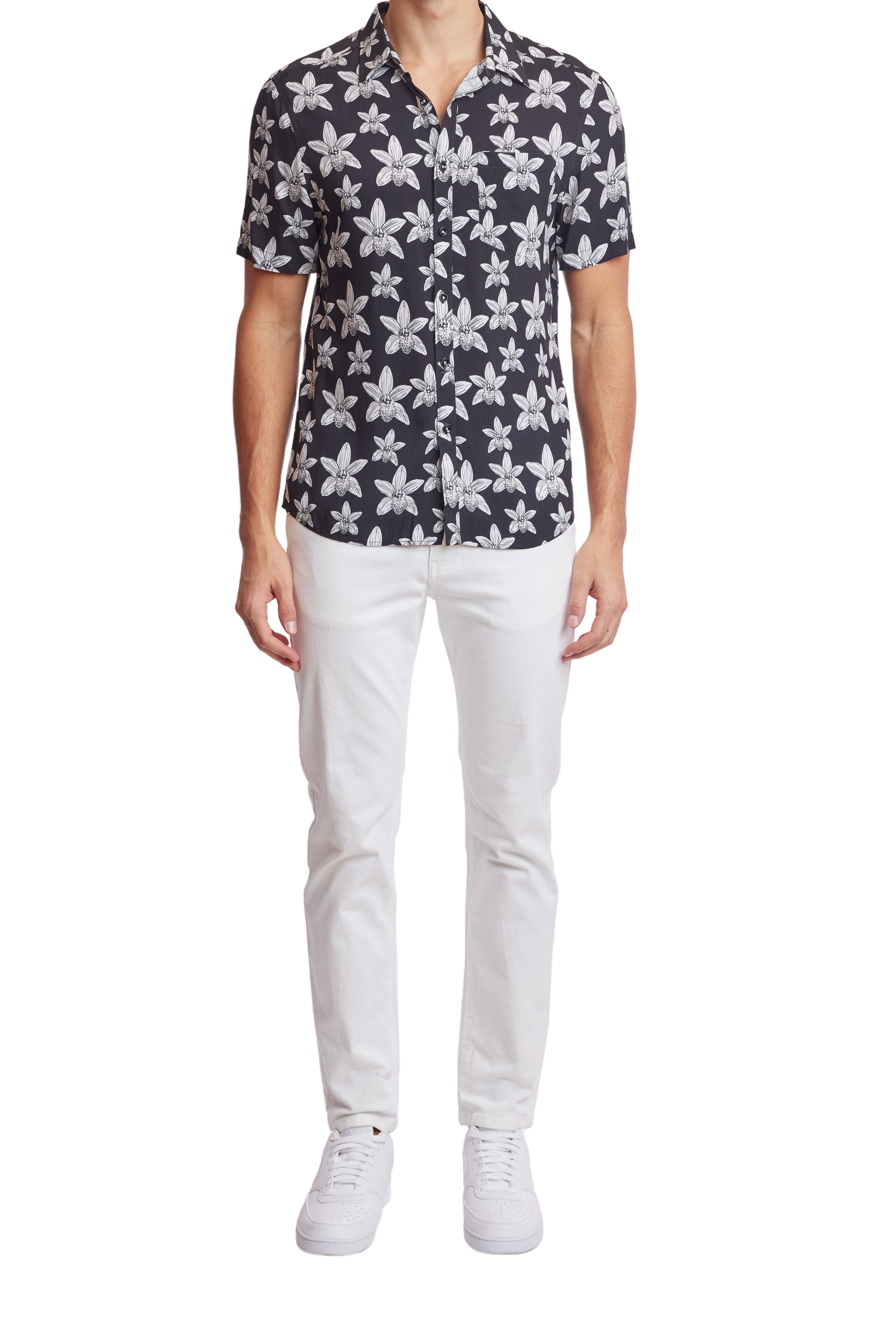 Soleil S/S Shirt - Black White Flowers