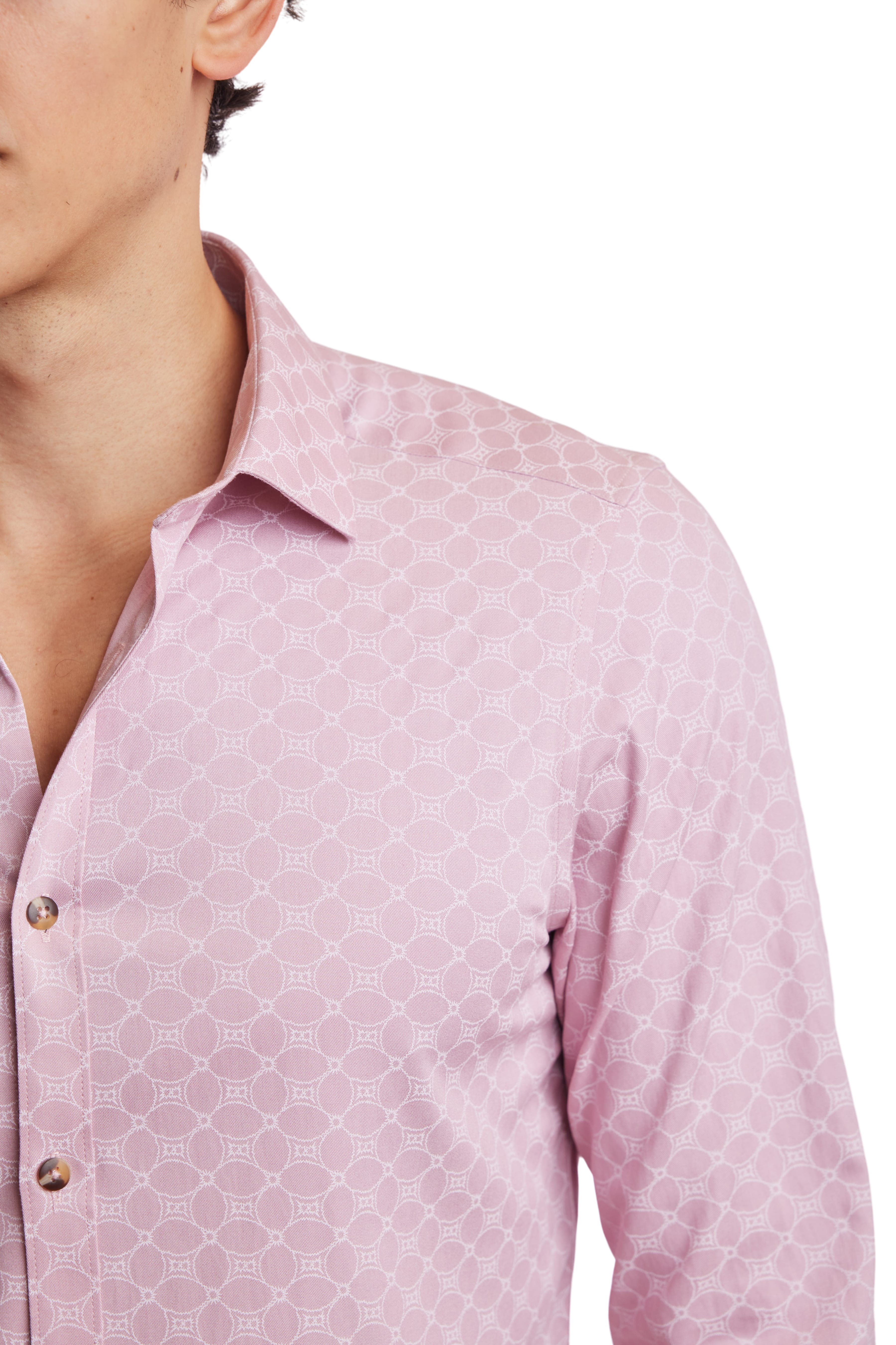 Samuel Spread Collar Shirt - Pink White
