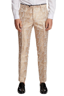  Sloane Tux Pants - slim - Cream Gold Paisley