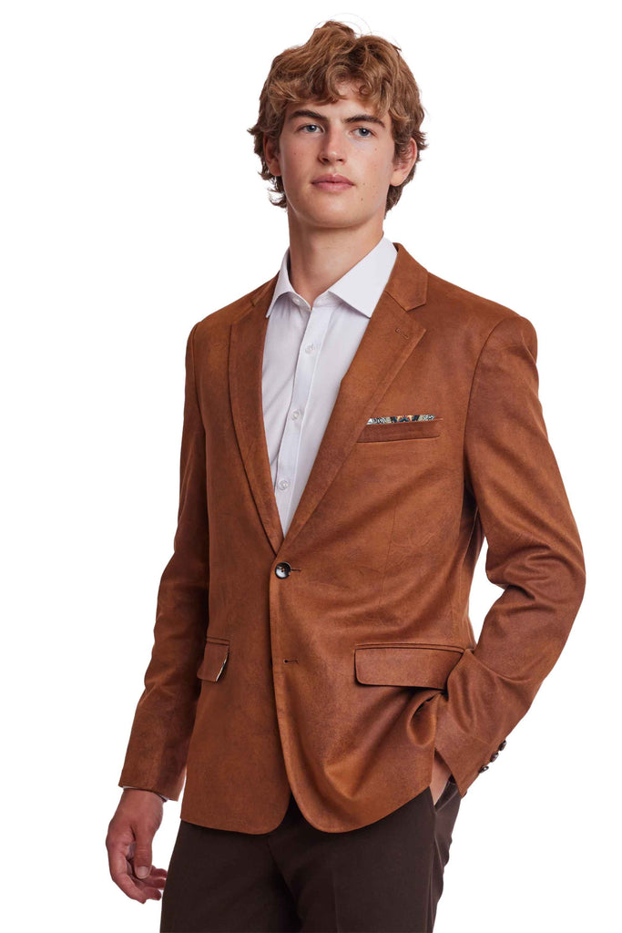 Erwin Sport Jacket slim Spiced Cognac Vegan Leather Paisley Gray