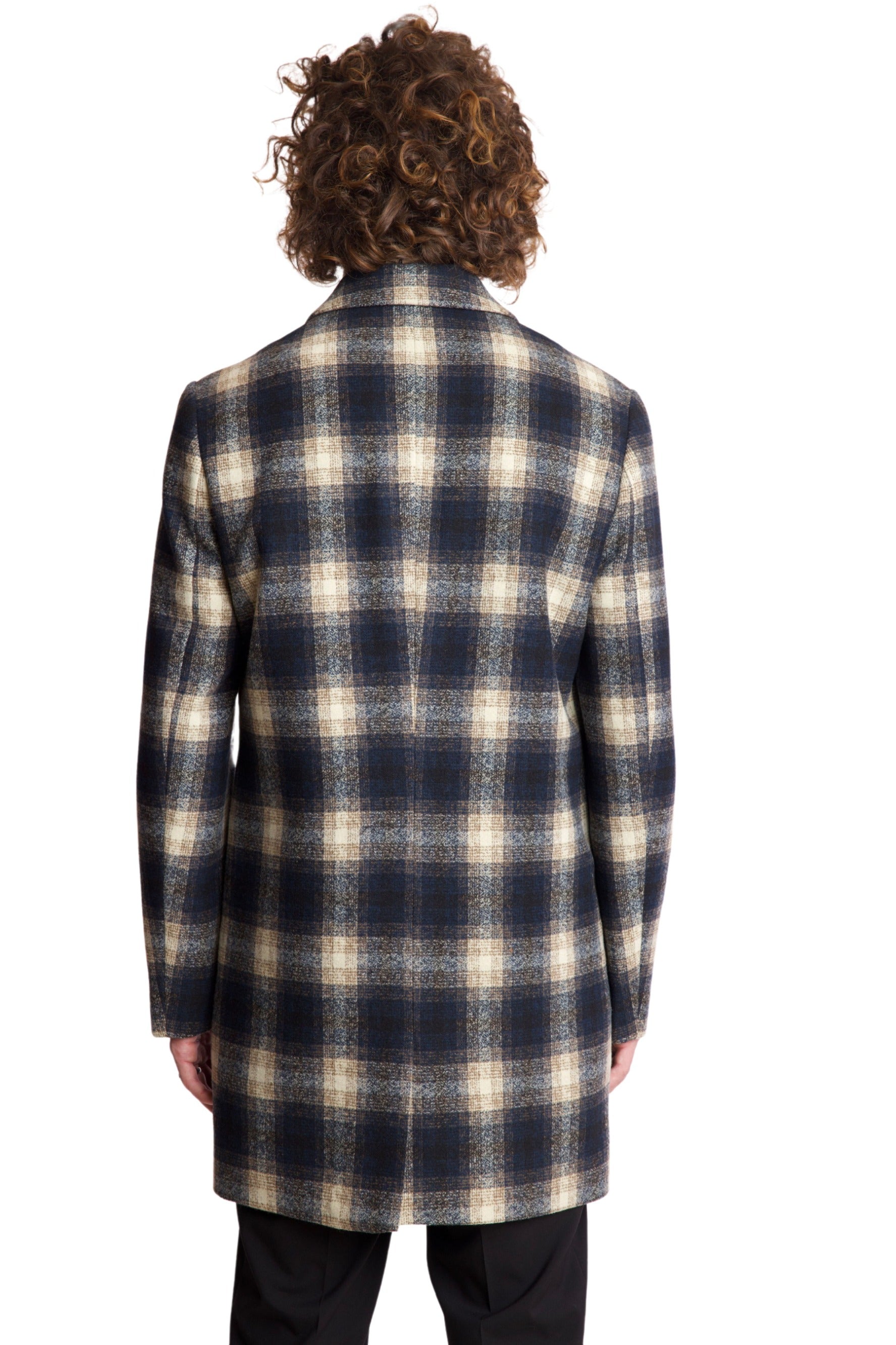 Topper Coat - slim - Navy Cream Buffalo Plaid