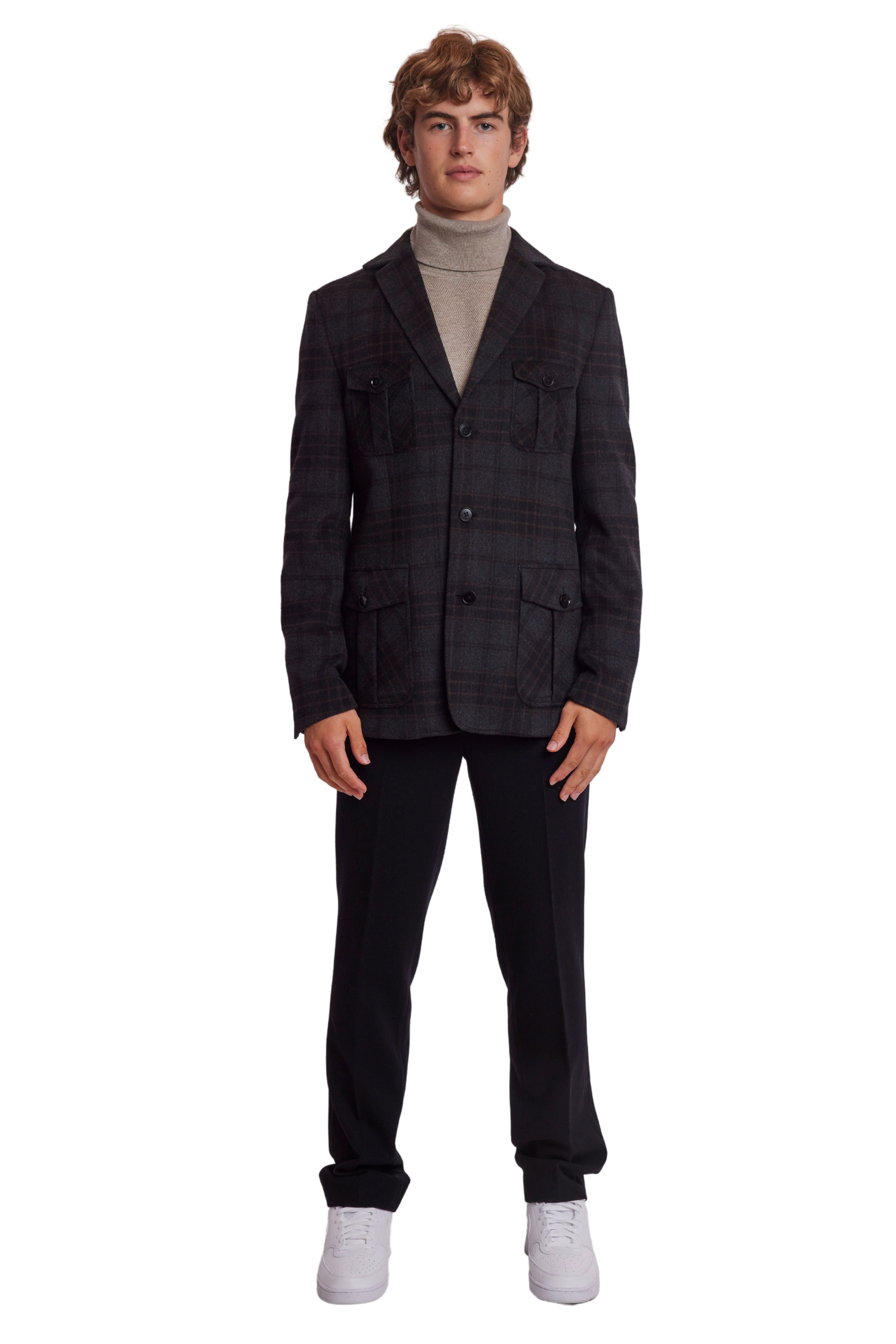 Utility Blazer slim Char Brown Soft Touch