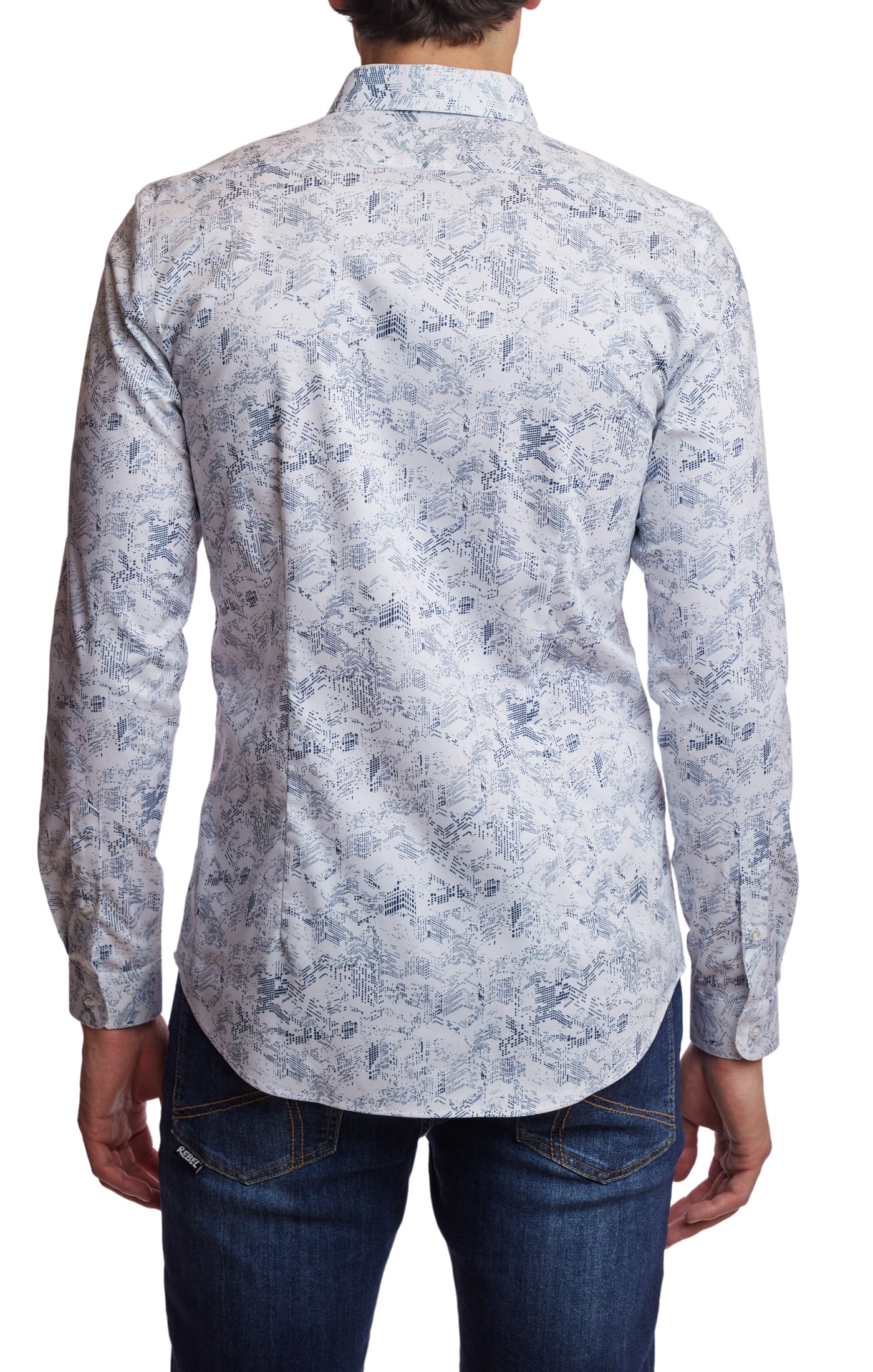 Brian Button Down Shirt - Blue White Digital