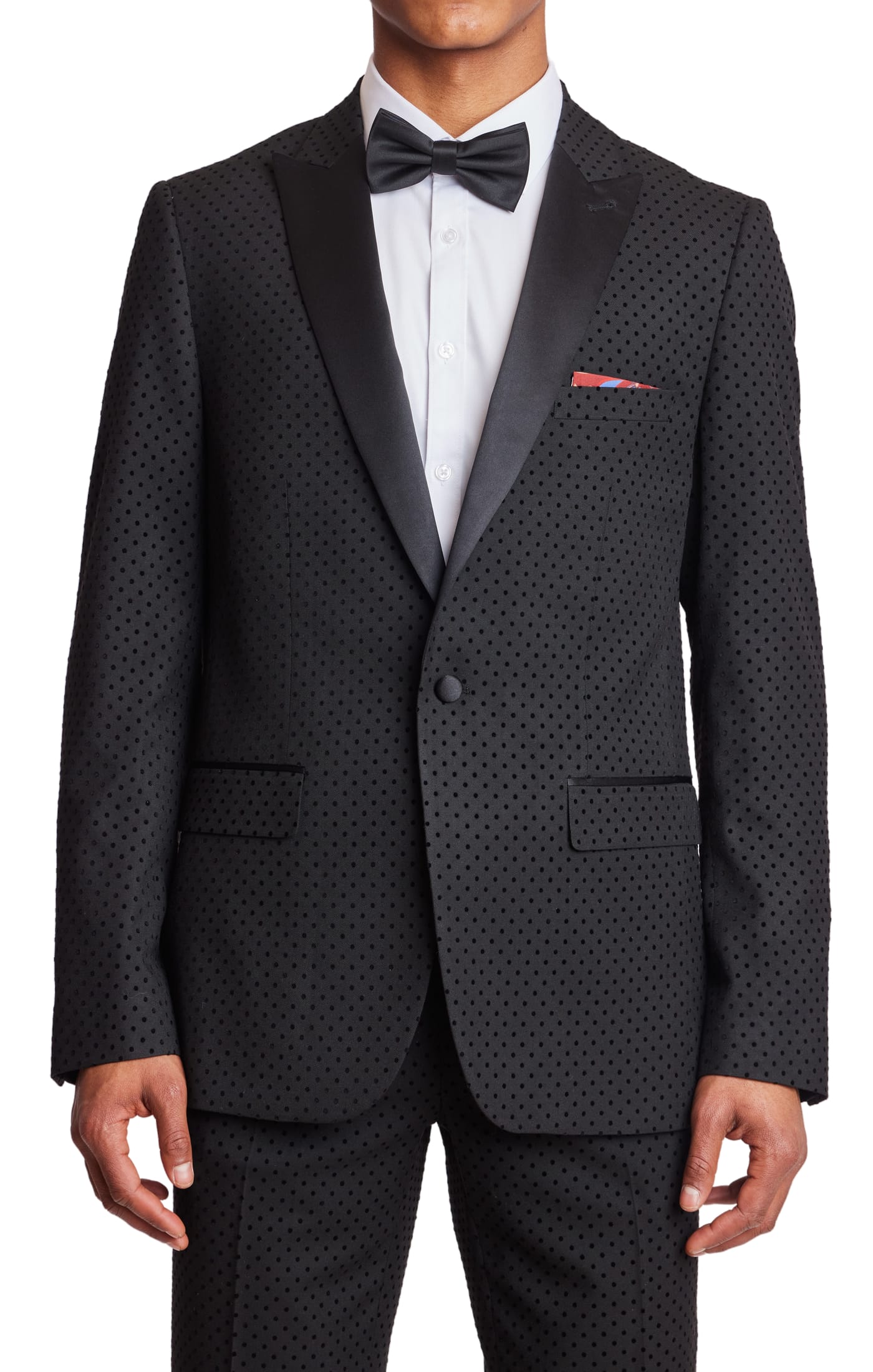 Grosvenor Peak Tux Jacket - slim - Black Velvet Dots
