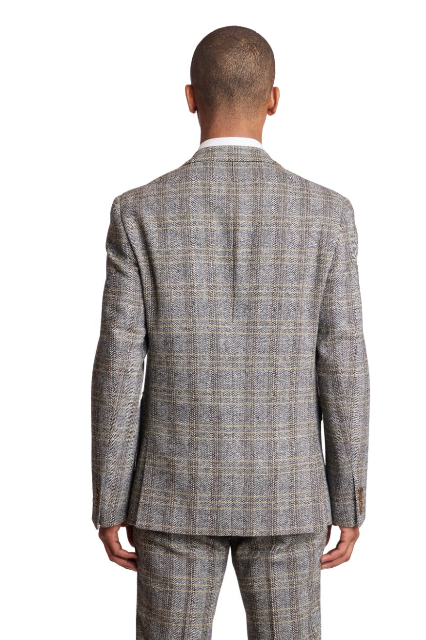 Bromley Notch Jacket - slim - Grey Brown Herringbone