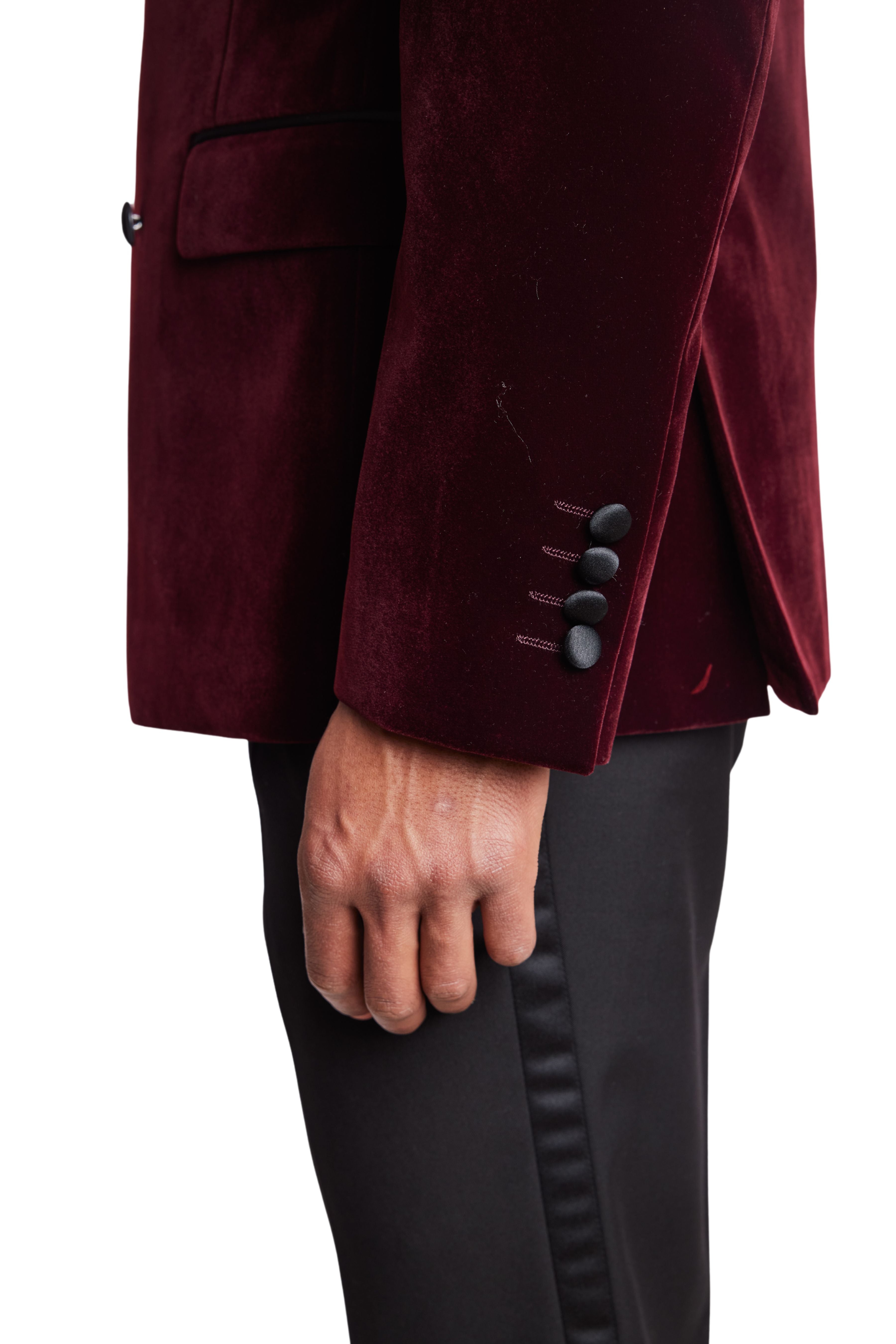 Soho DB Peak Tux Jacket - slim - Maroon Velvet