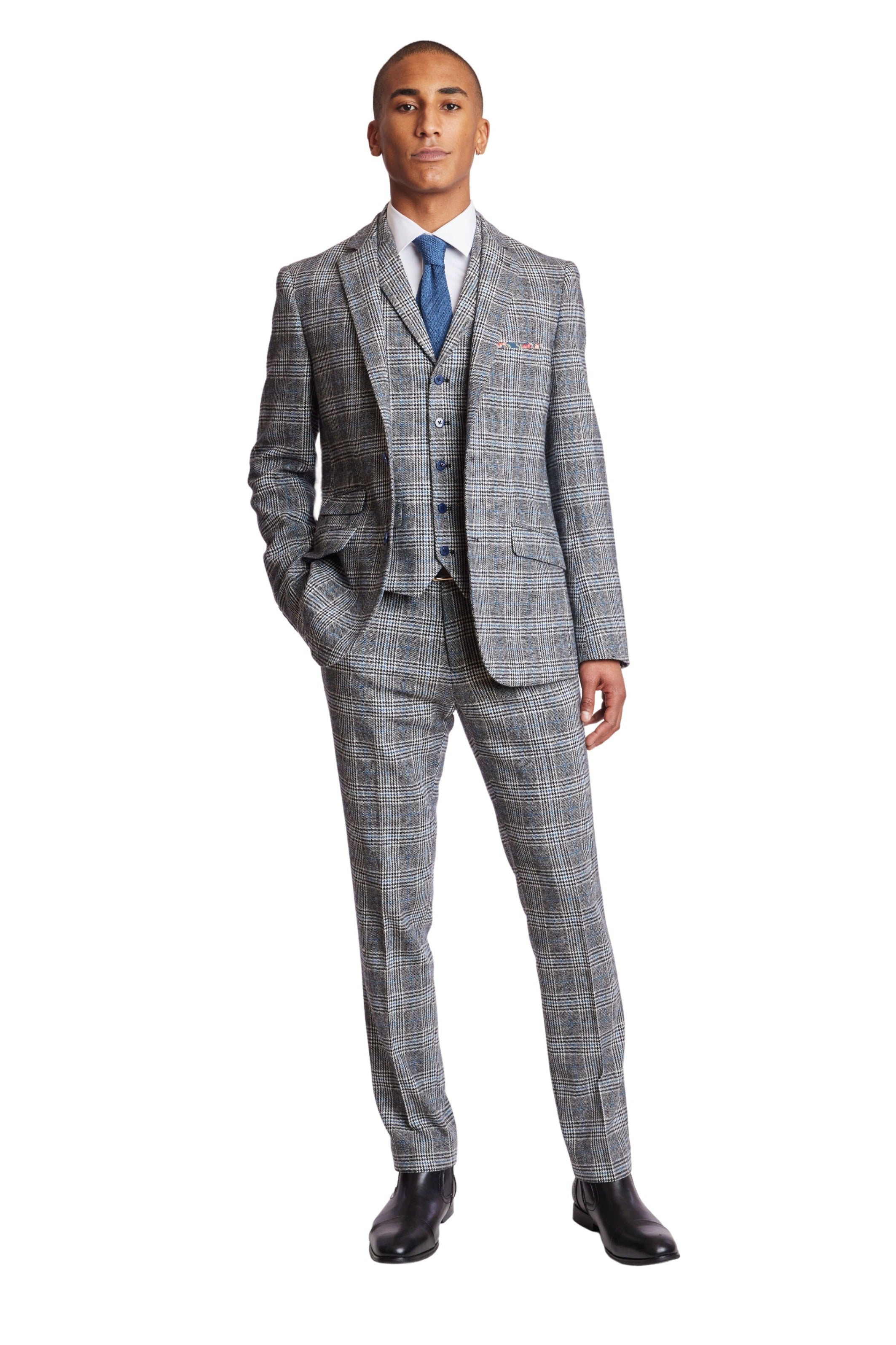 Dover Notch Jacket - slim - Black Arctic Blue Check