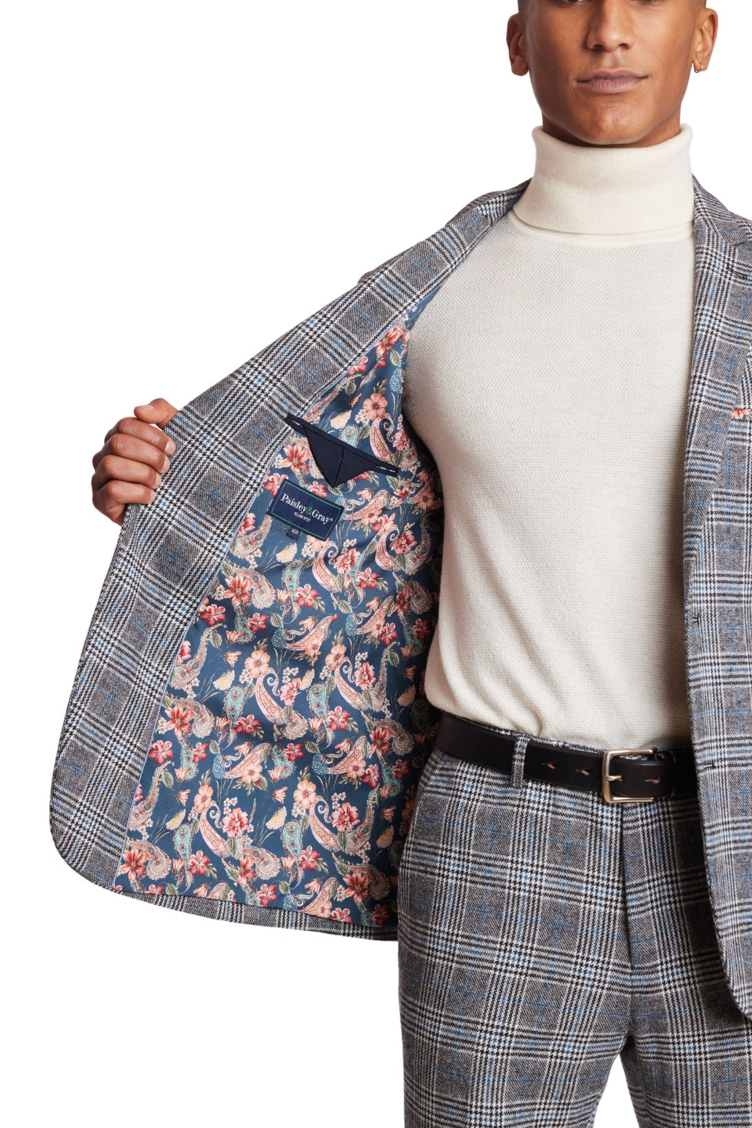 Dover Notch Jacket - slim - Black Arctic Blue Check