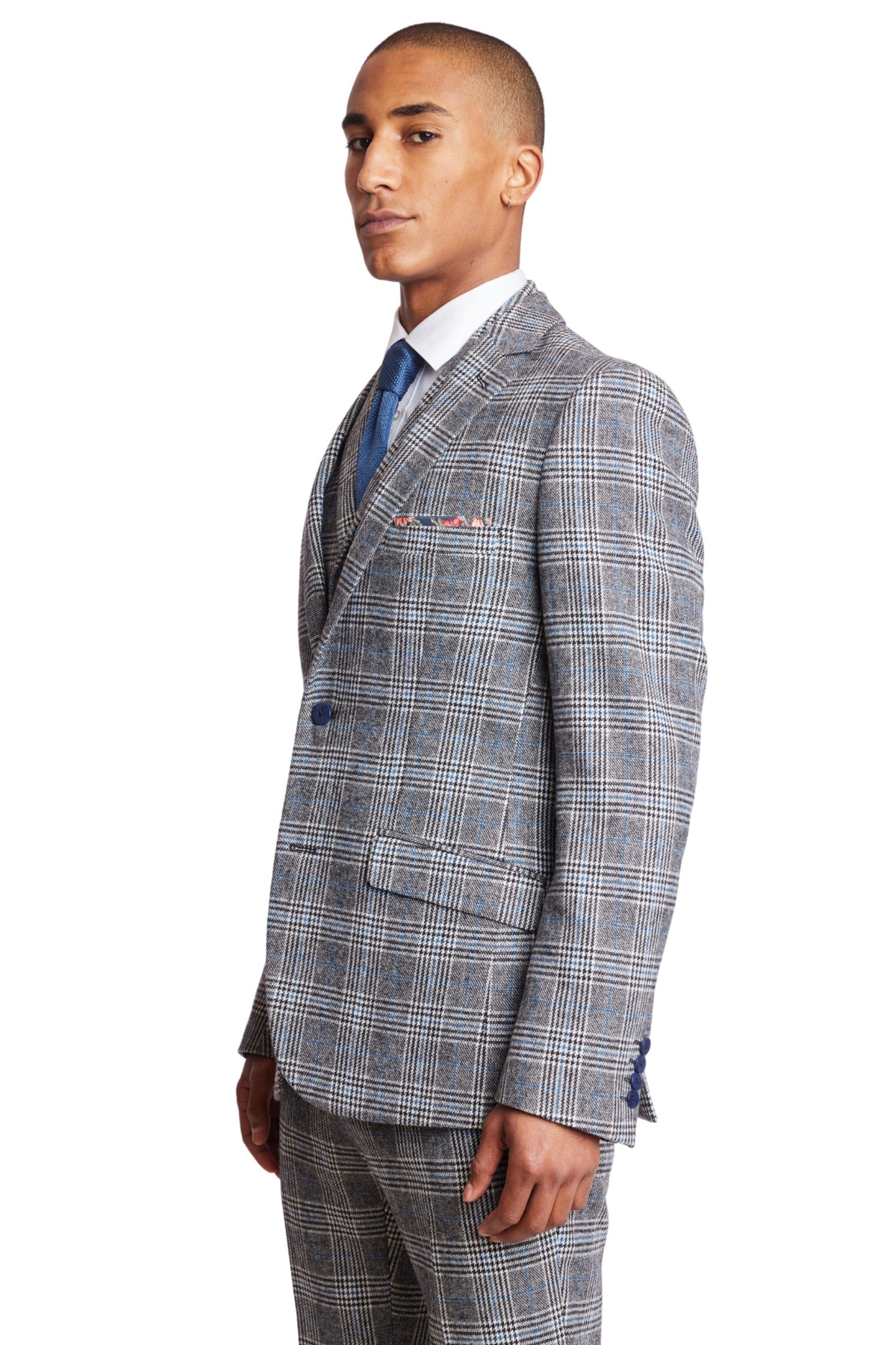 Dover Notch Jacket - slim - Black Arctic Blue Check
