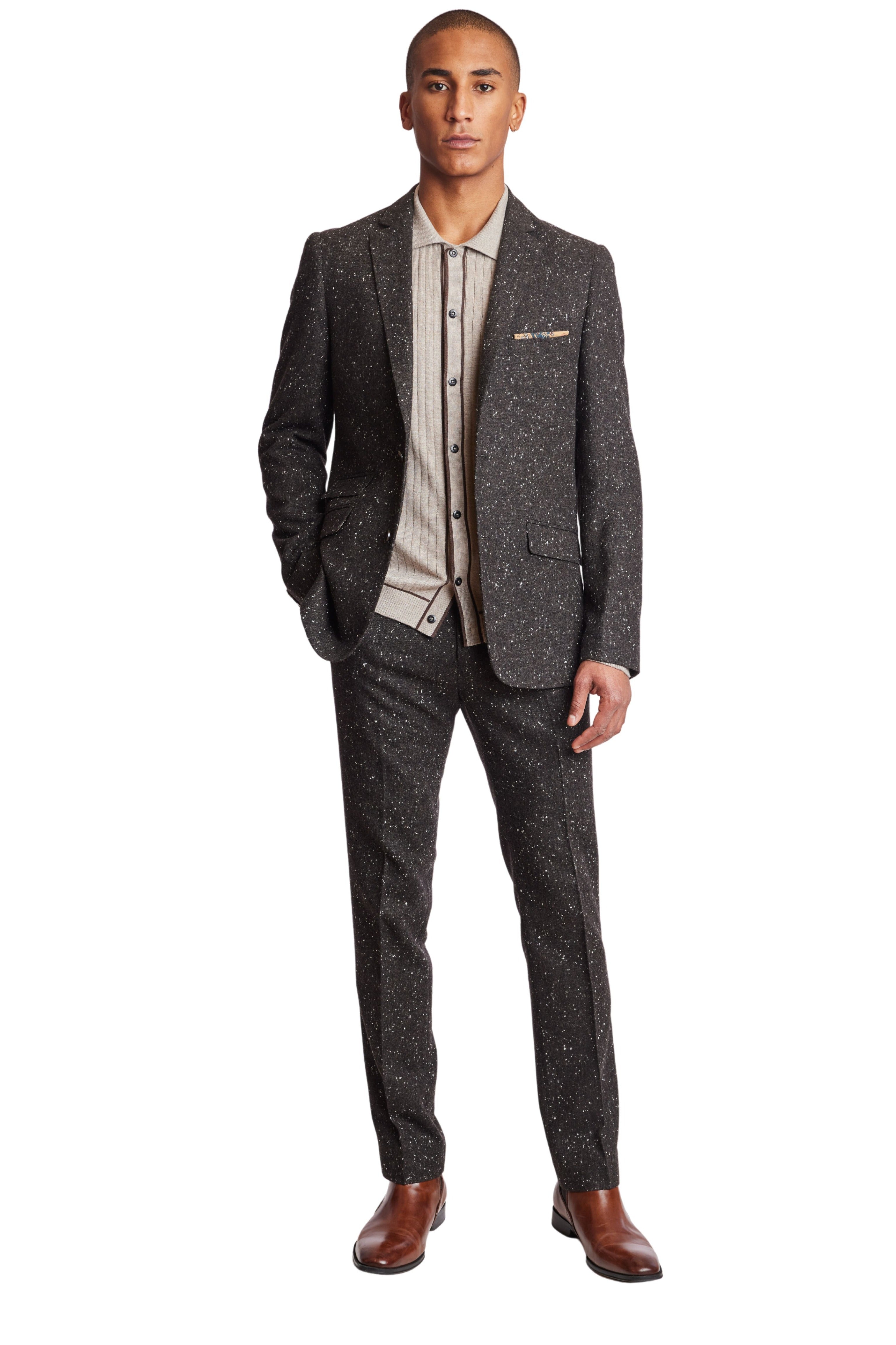 Dover Notch Jacket - slim - Chocolate Fleck Donegal