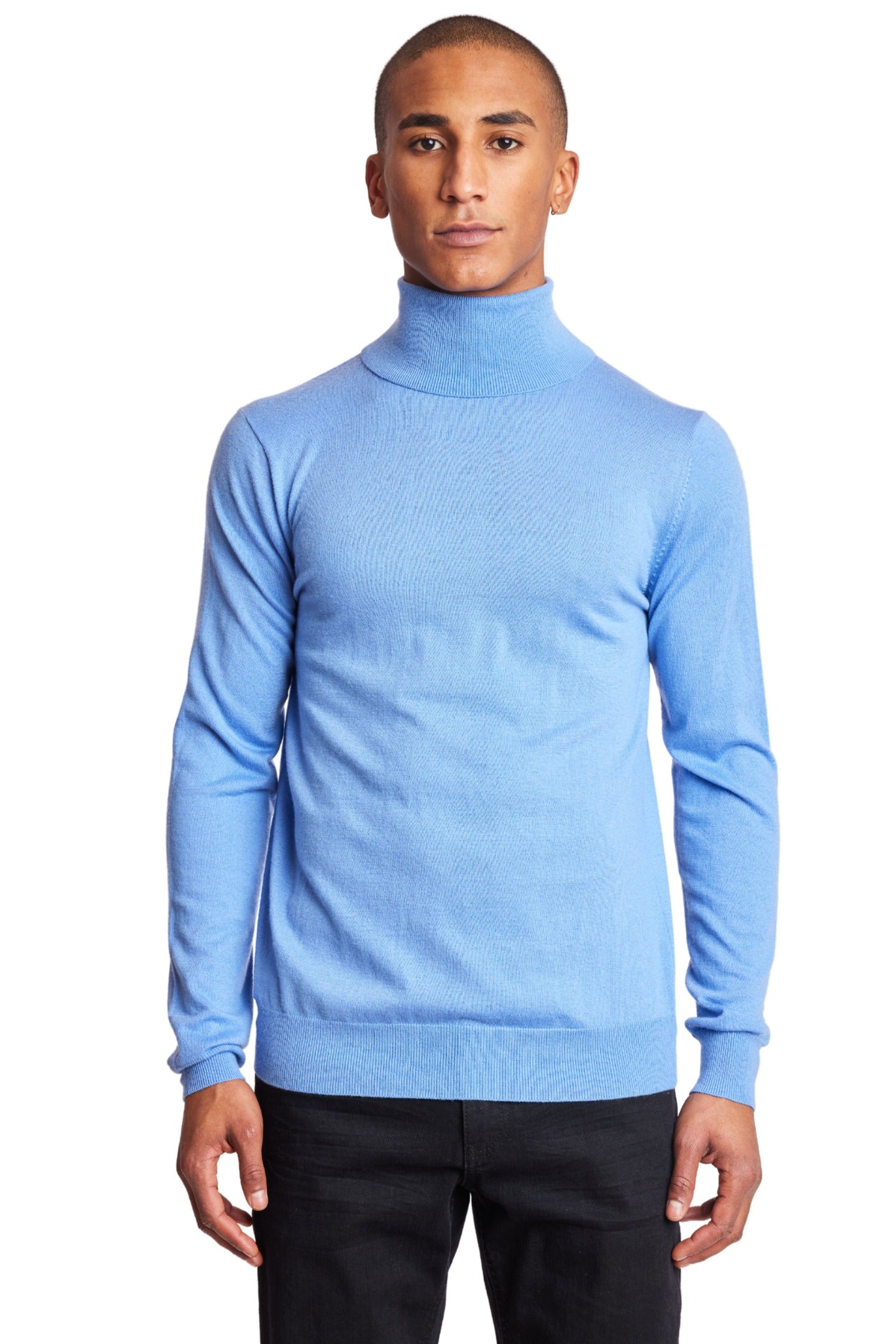 Sky Blue Blue Roll Neck Top Classic Roll Neck Jumper