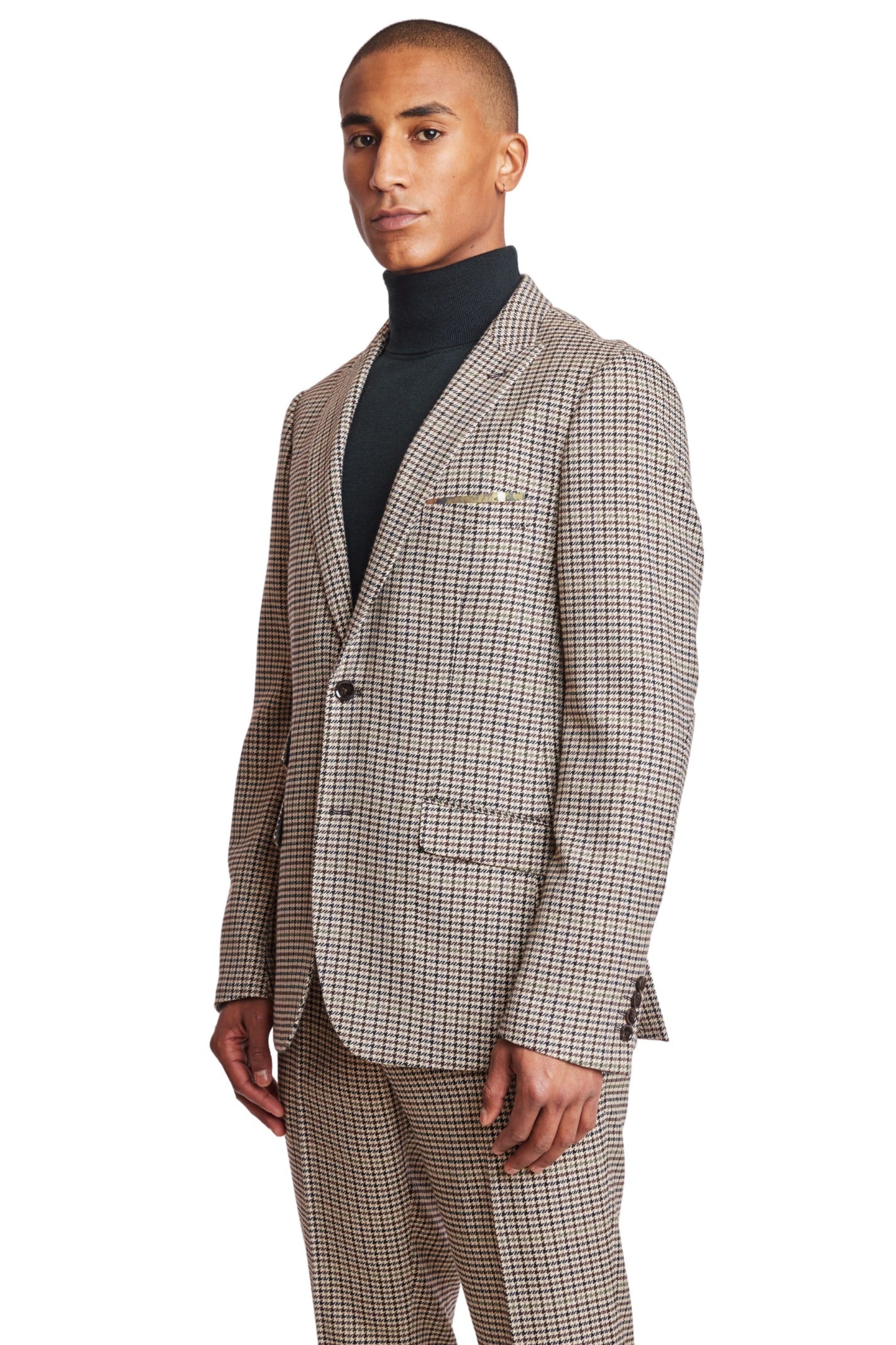 Ashton Peak Jacket - slim - Brown Green Houndstooth