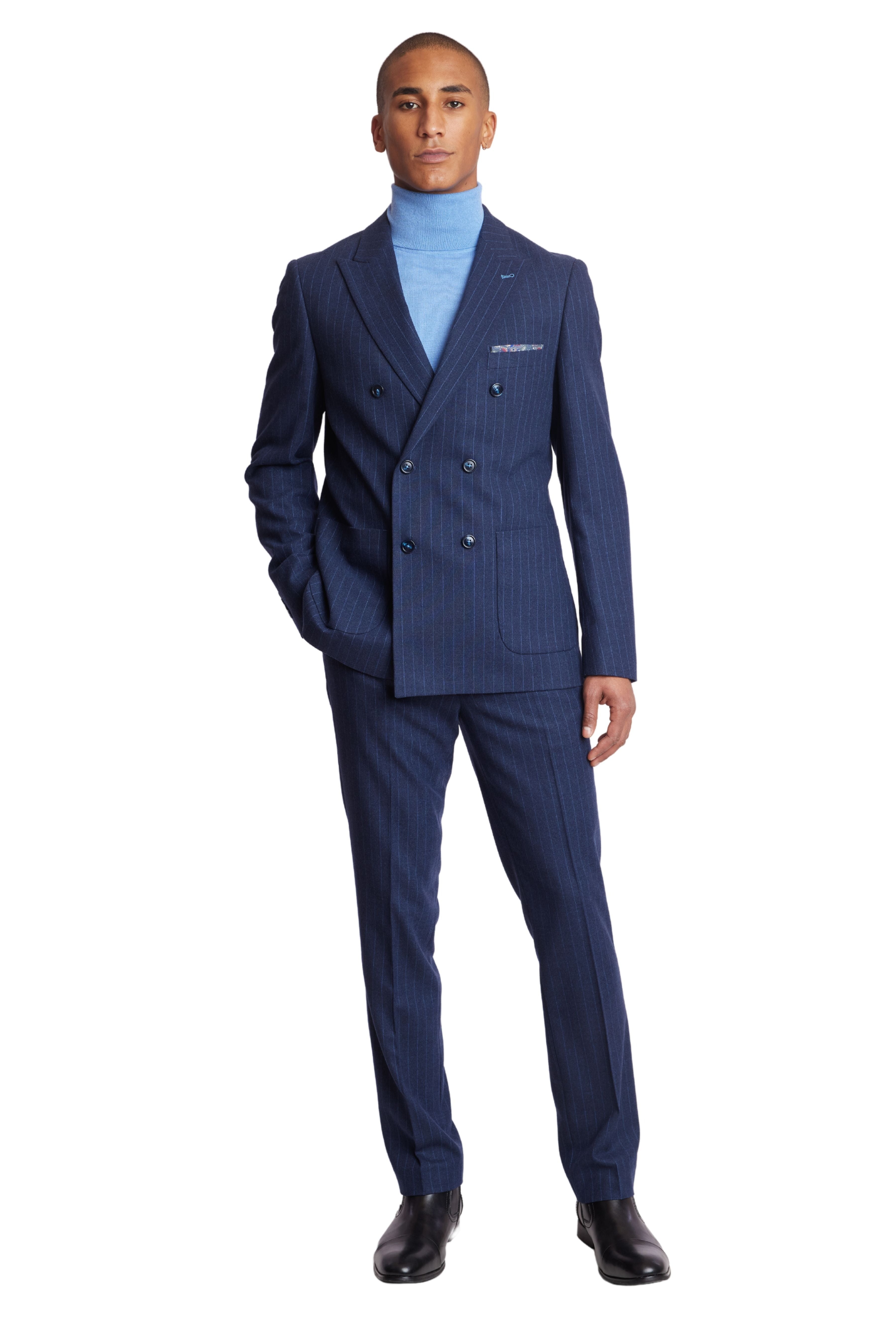 Soho Peak DB Jacket - slim - Navy Pinstripe Flannel