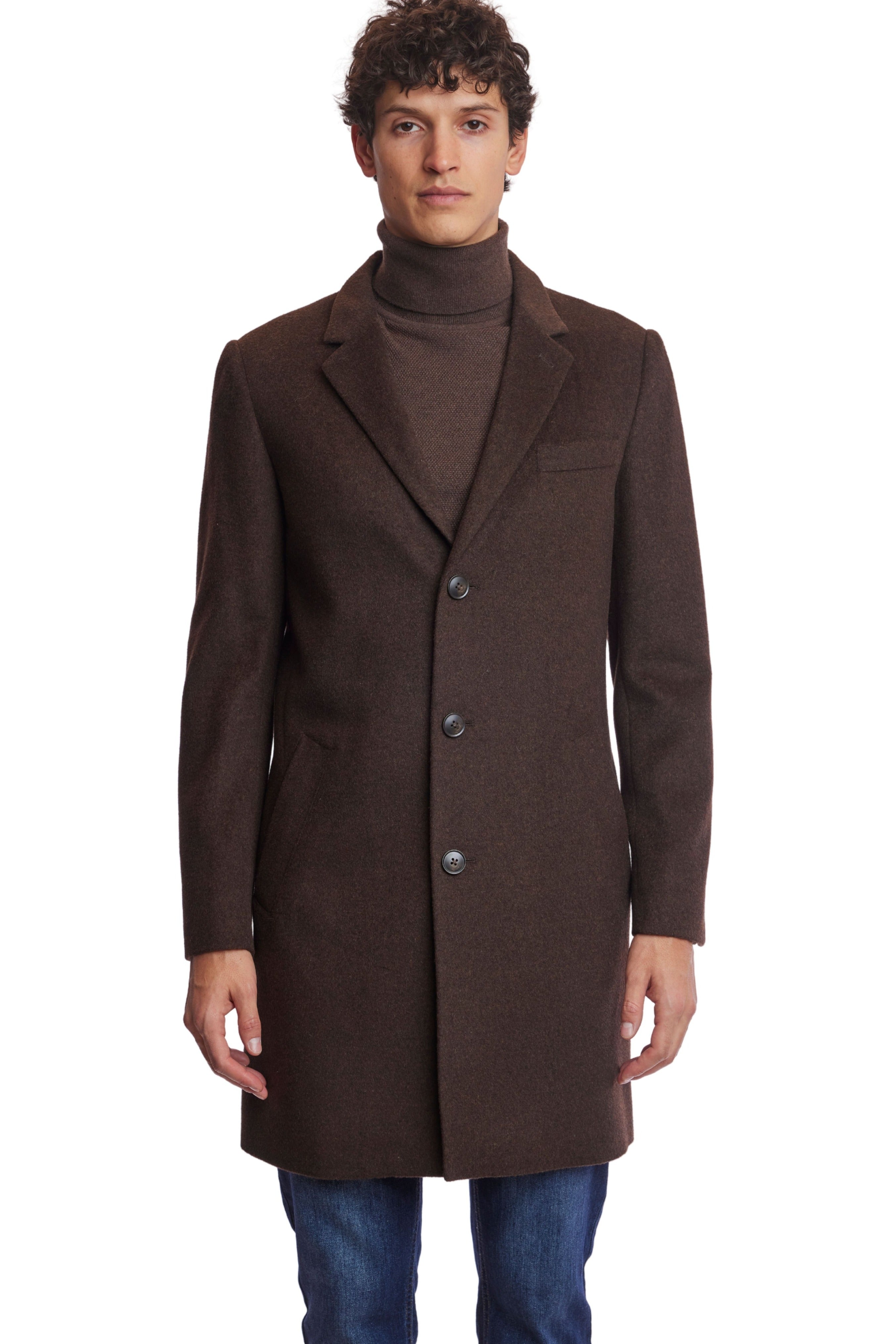 Notch Topcoat slim Chocolate Brown Soft Touch