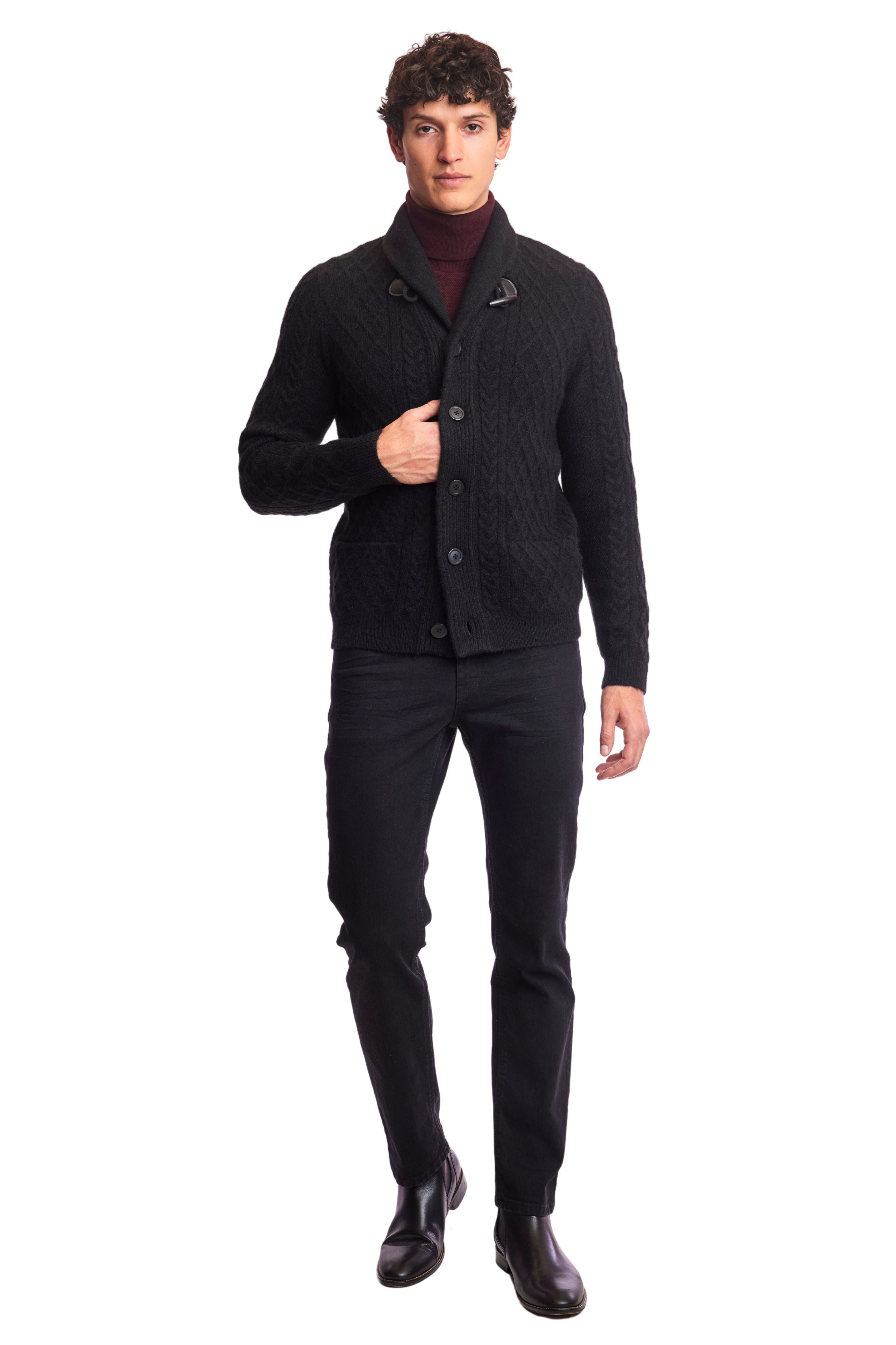 Toggle Cable Cardigan - Black Obsidian