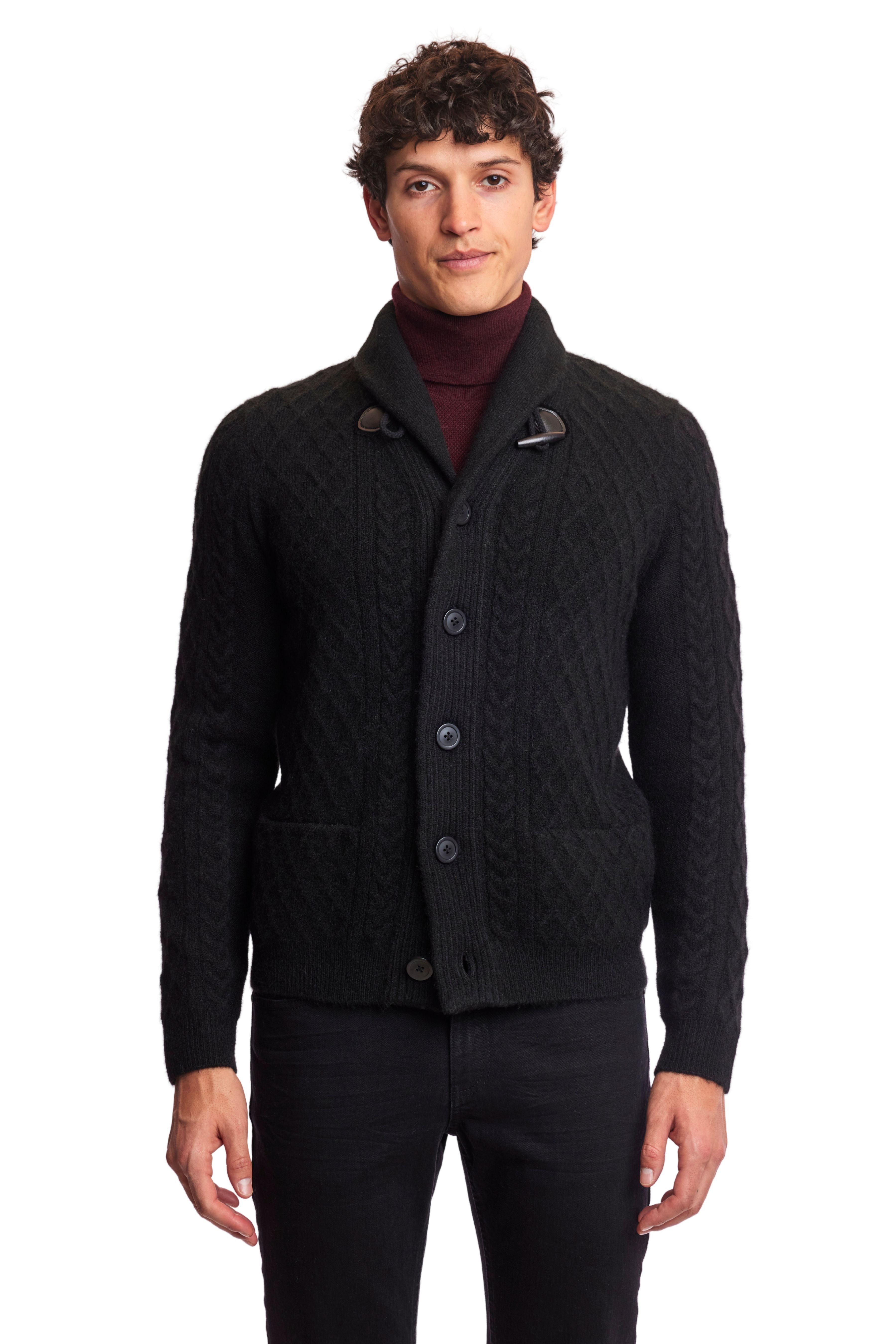 Toggle Cable Cardigan - Black Obsidian