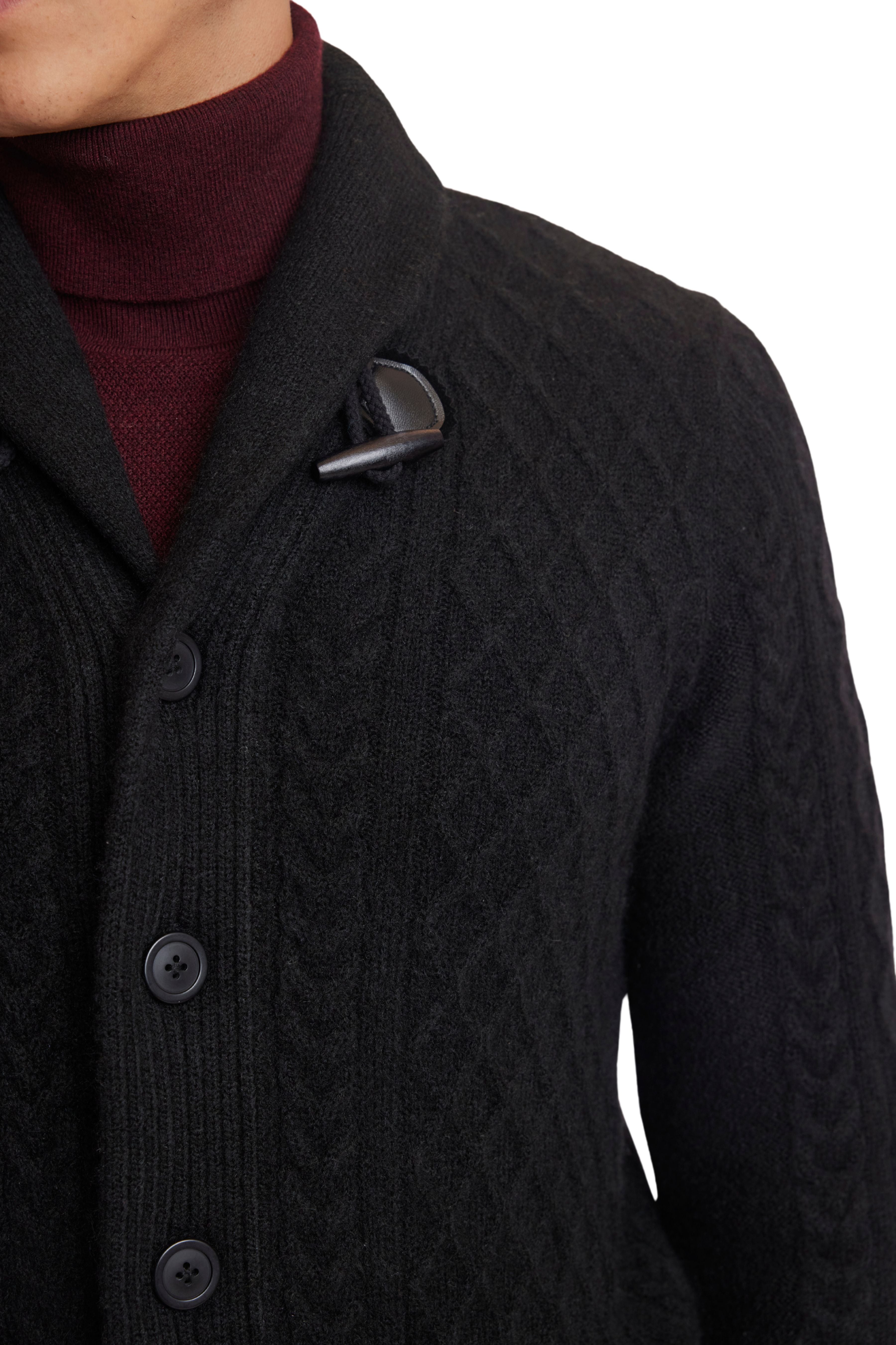 Toggle Cable Cardigan - Black Obsidian