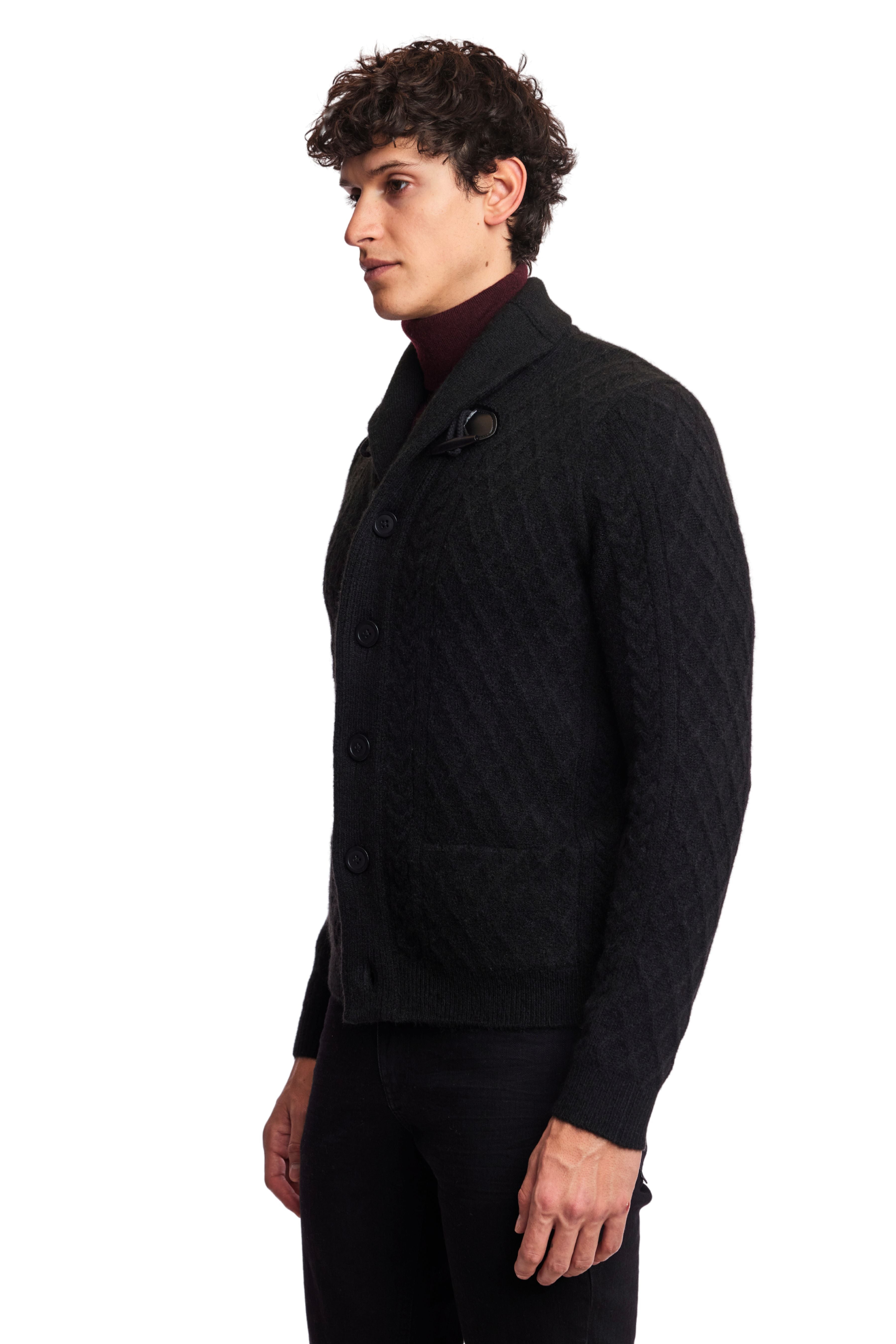 Toggle Cable Cardigan - Black Obsidian