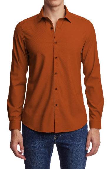 Samuel Spread Collar Shirt - Dark Rust