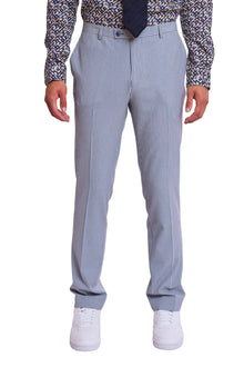  Downing Pants - slim - Blue Grey Cream Seersucker