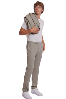  Downing Pants - slim - Grey Tan Cream Seersucker