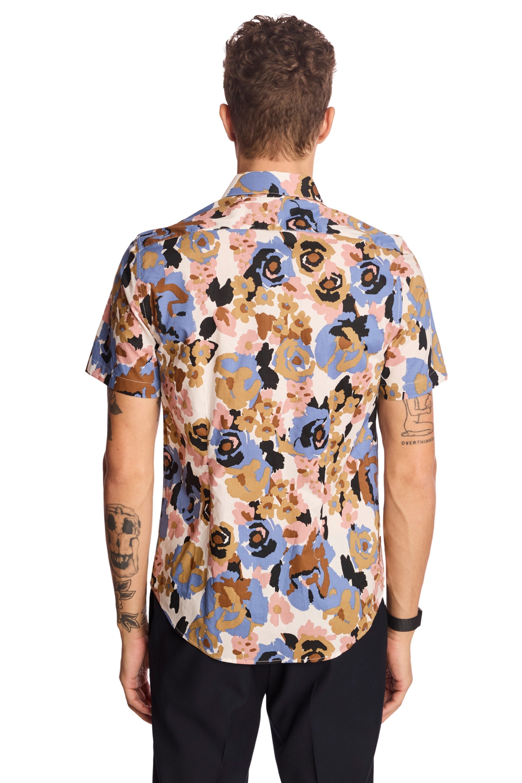 S/S Camp Collar Shirt - Blue Pink Brown