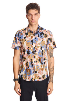  S/S Camp Collar Shirt - Blue Pink Brown