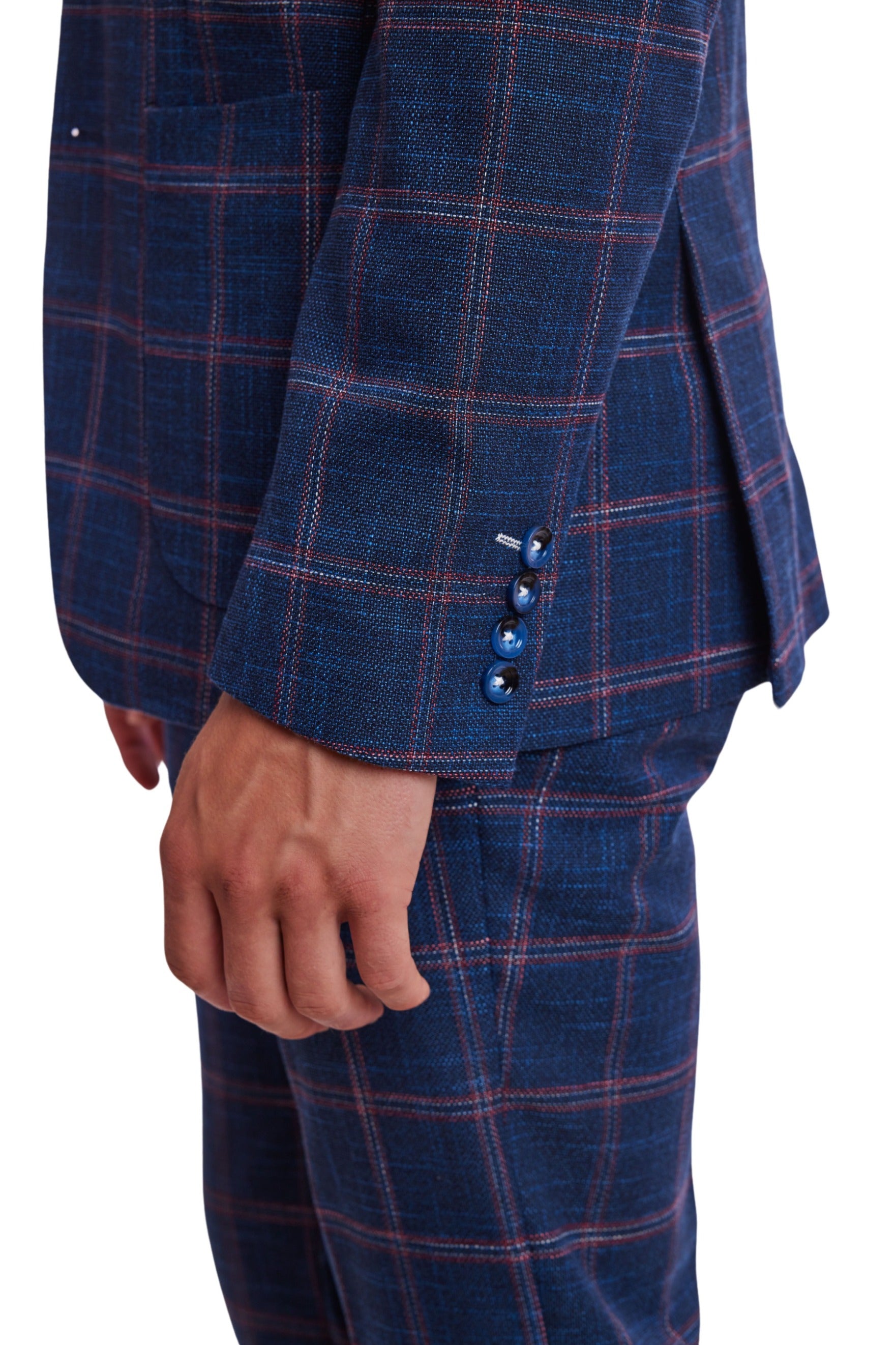 Dover Notch Jacket  - slim - Navy Red White Check