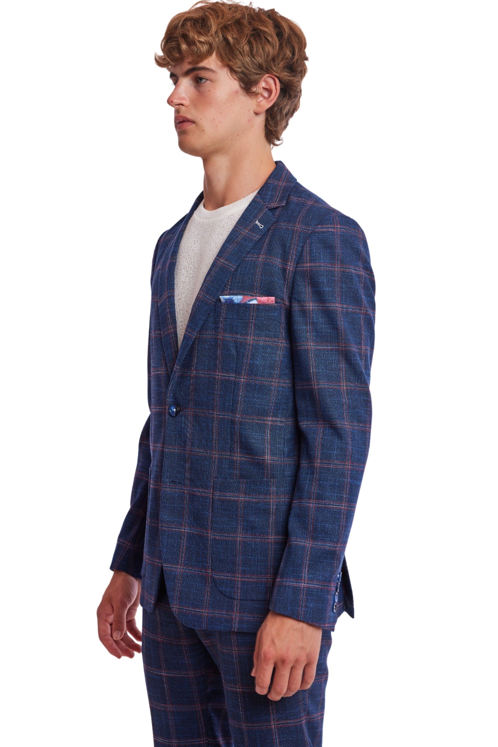 Dover Notch Jacket  - slim - Navy Red White Check