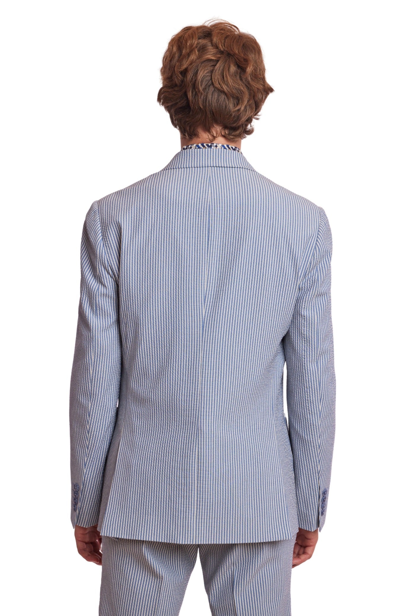 Soho Peak DB Jacket - slim - Blue Grey Cream Seersucker