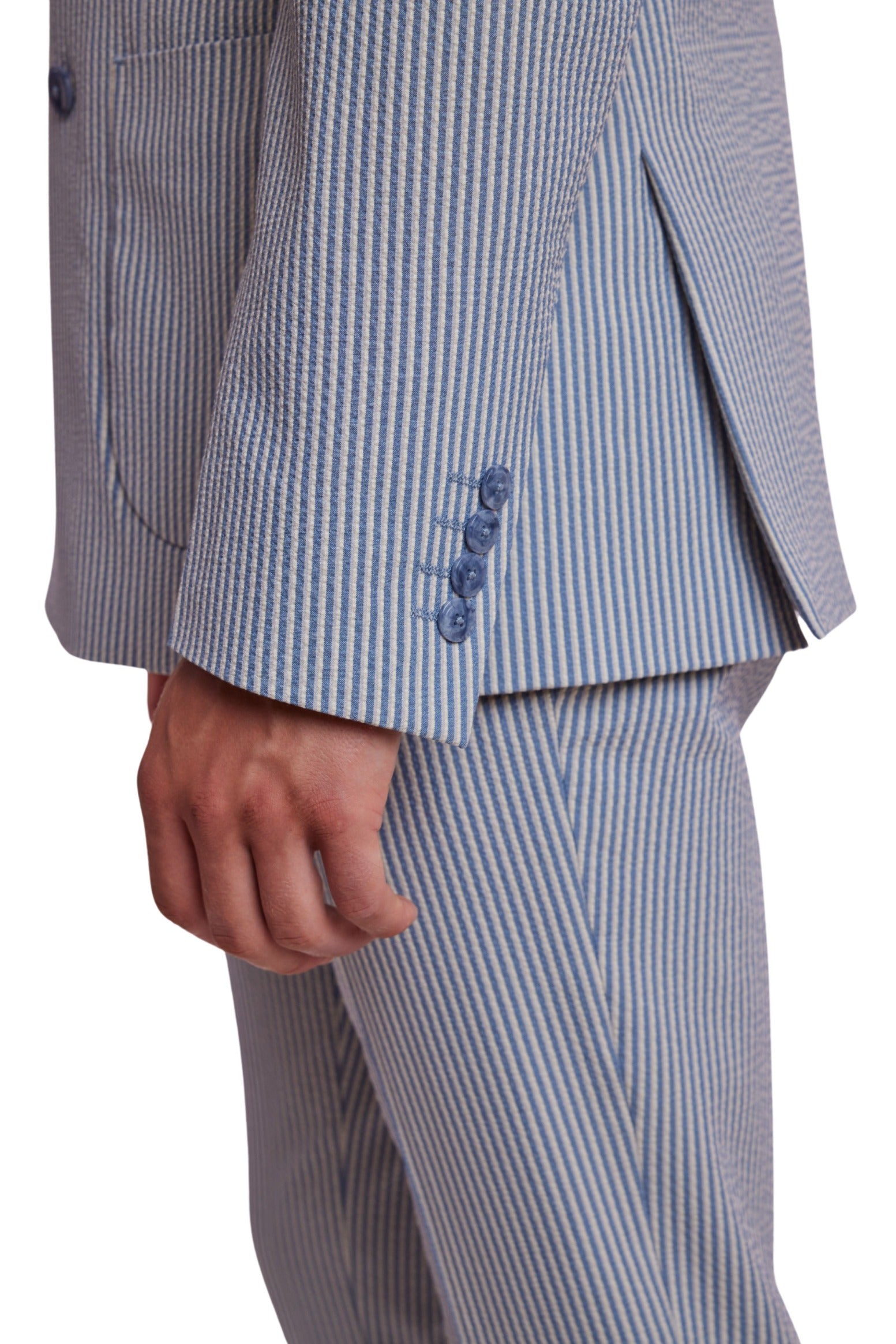 Soho Peak DB Jacket - slim - Blue Grey Cream Seersucker