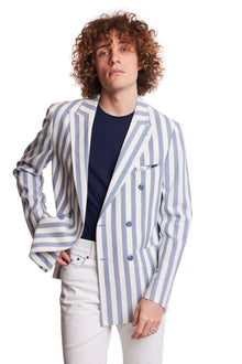  Soho Peak DB Jacket - slim - Blue Cream Wide Stripe