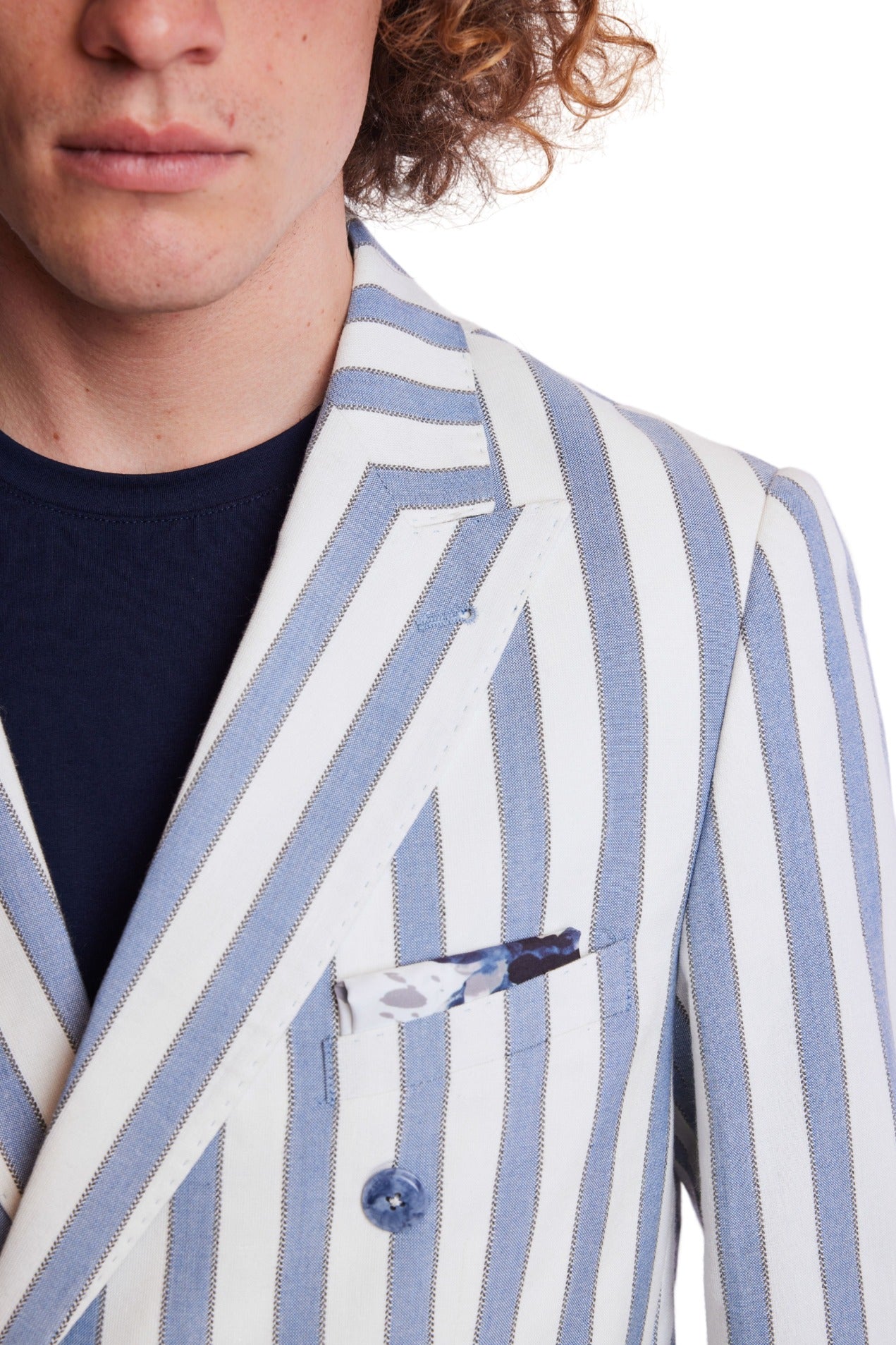 Soho Peak DB Jacket - slim - Blue Cream Wide Stripe