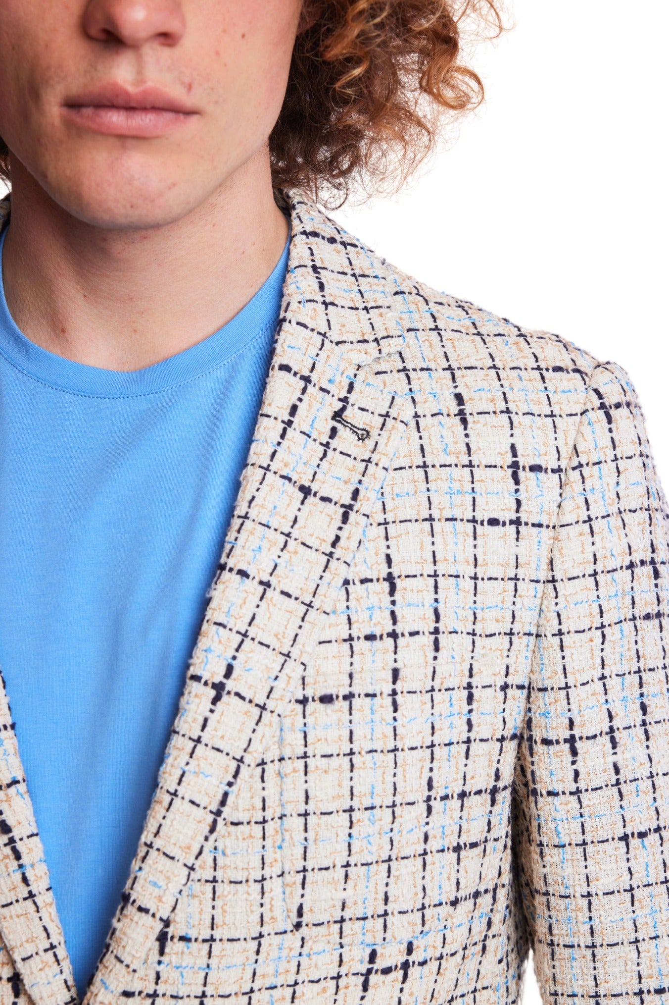 Dover Notch Jacket  - slim - Beige Navy Check