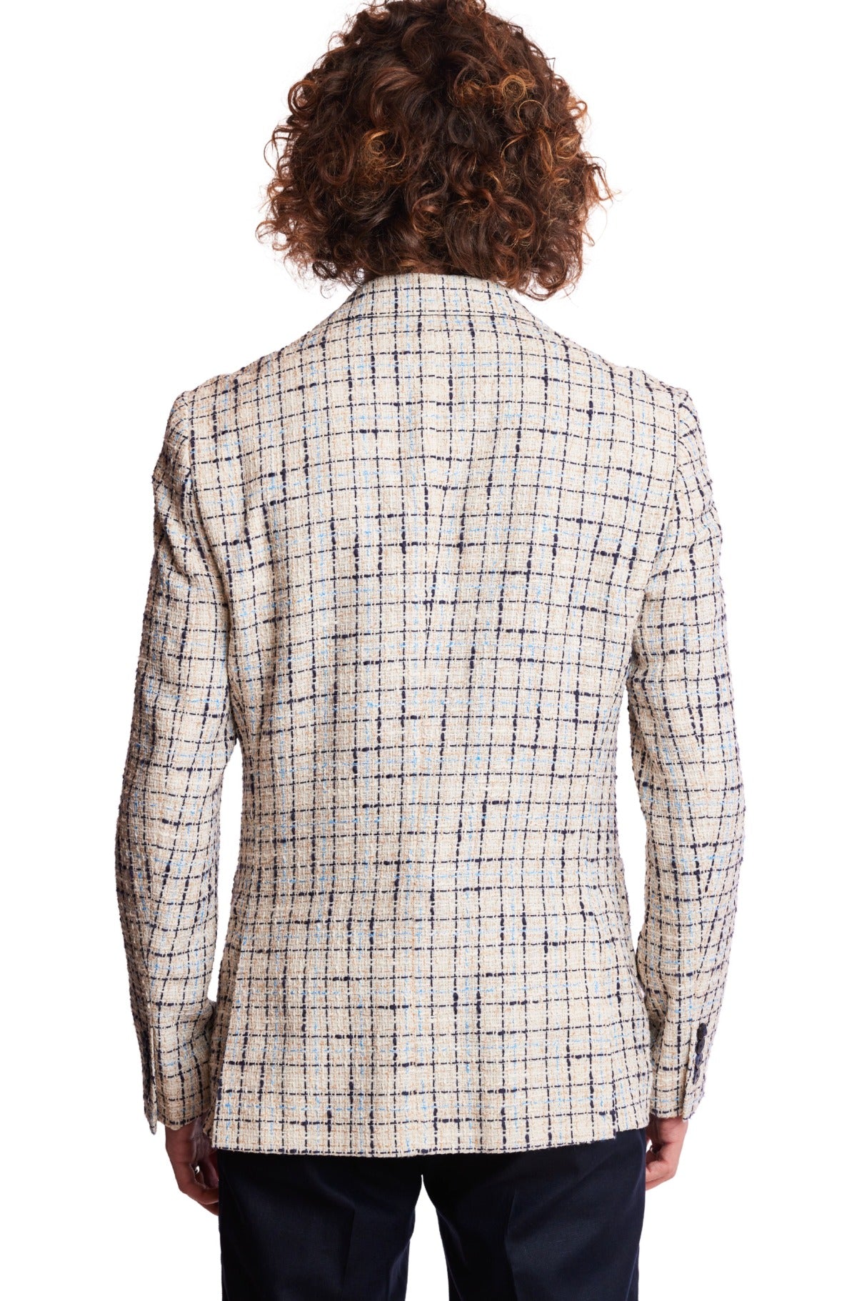 Dover Notch Jacket  - slim - Beige Navy Check