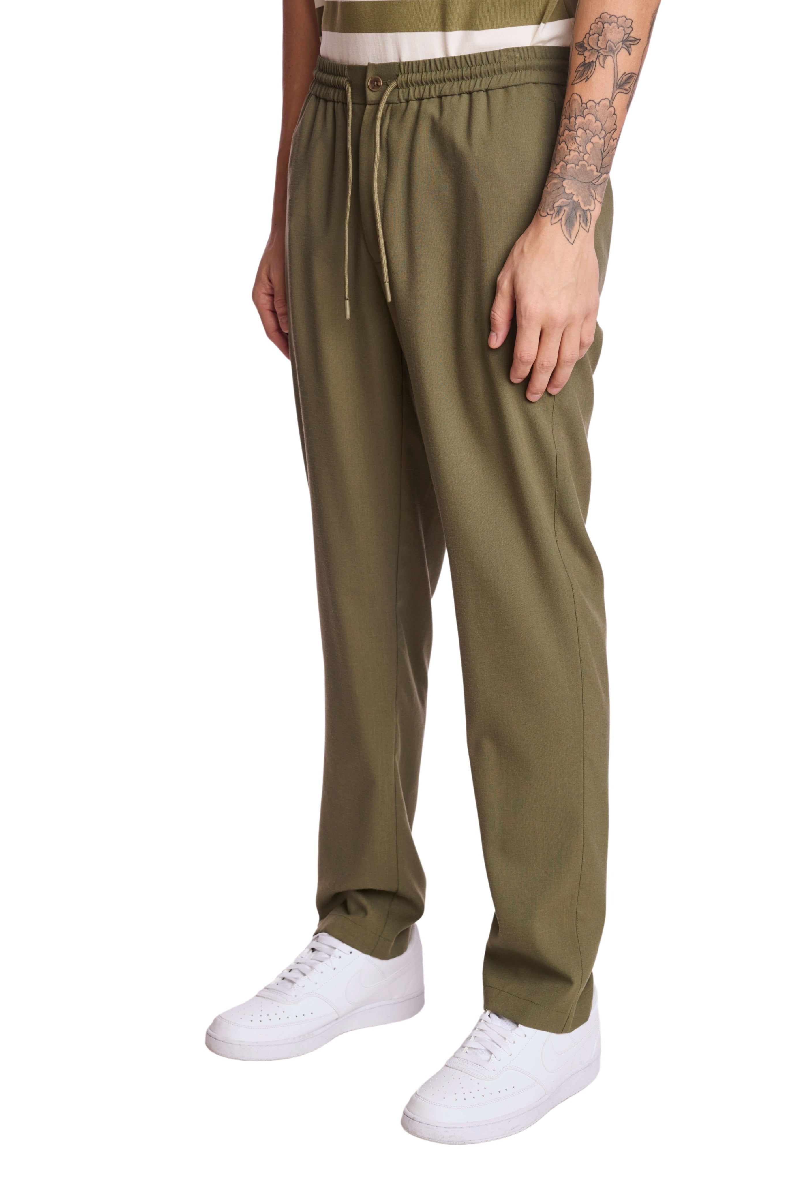 Chester Drawstring Pants - slim - Olive