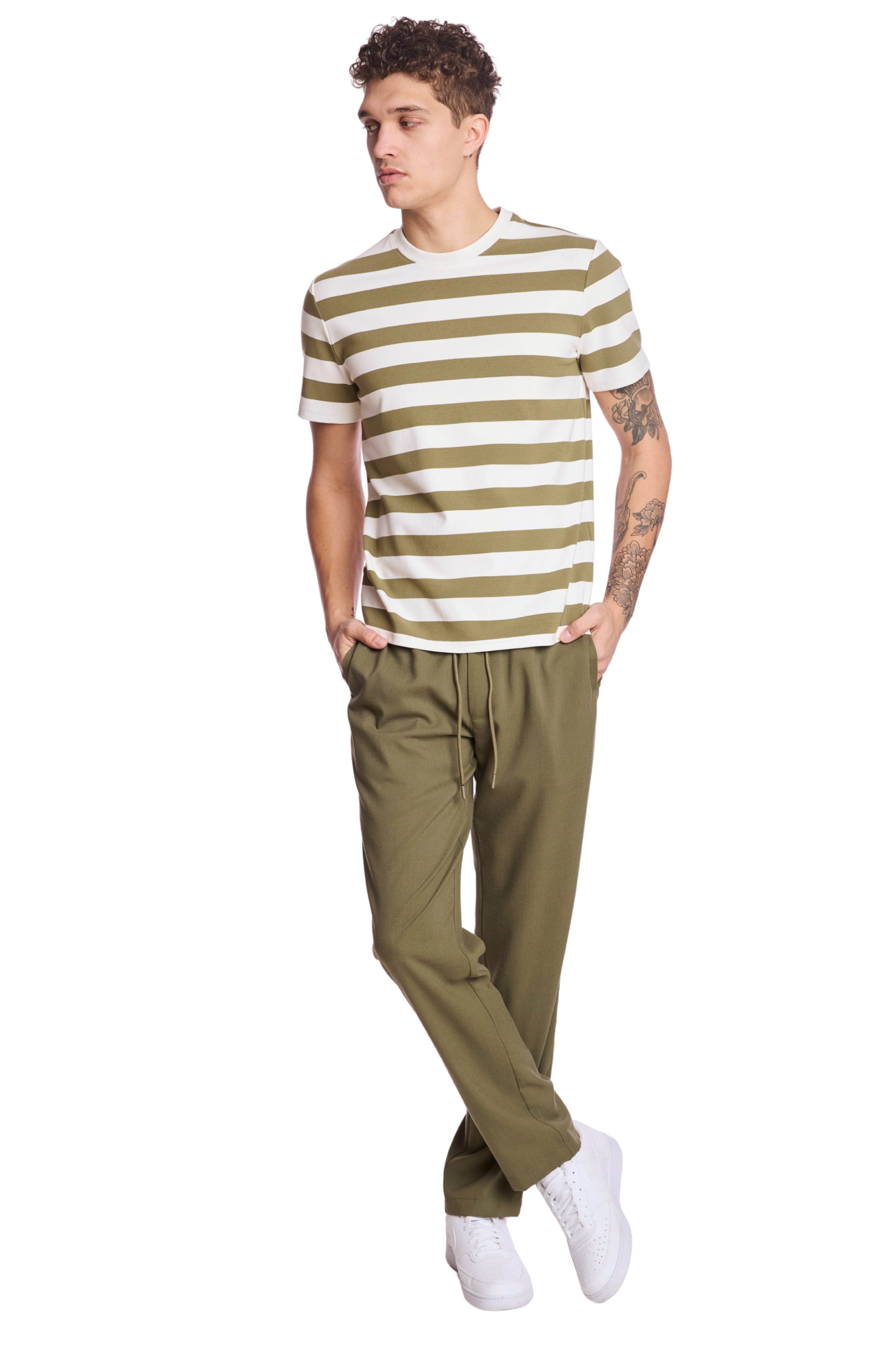 Chester Drawstring Pants - slim - Olive