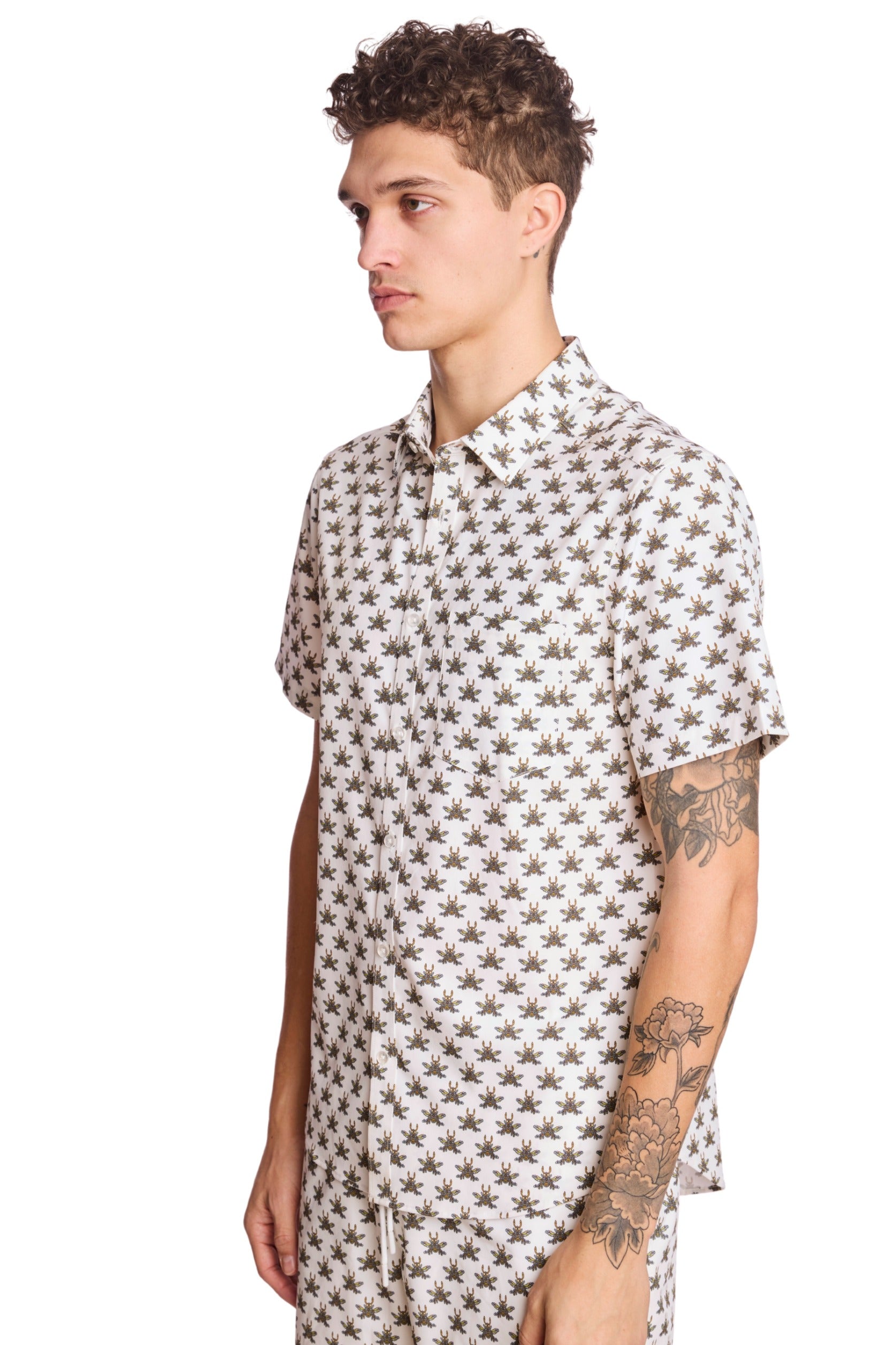 Gilby Swim Shirt - White Bees