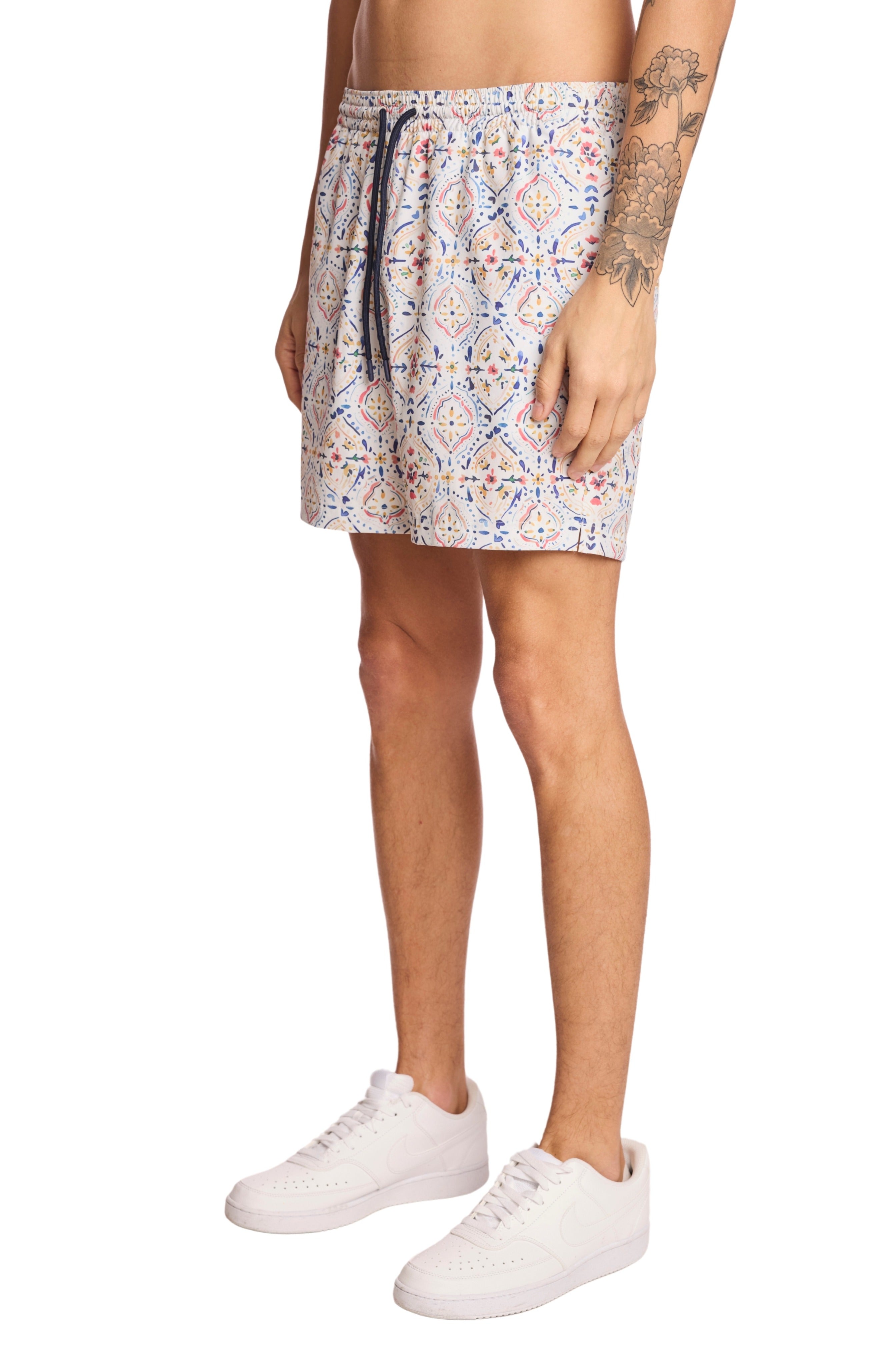 Gilligan Swim Trunks - White Peach Blue Mosaic