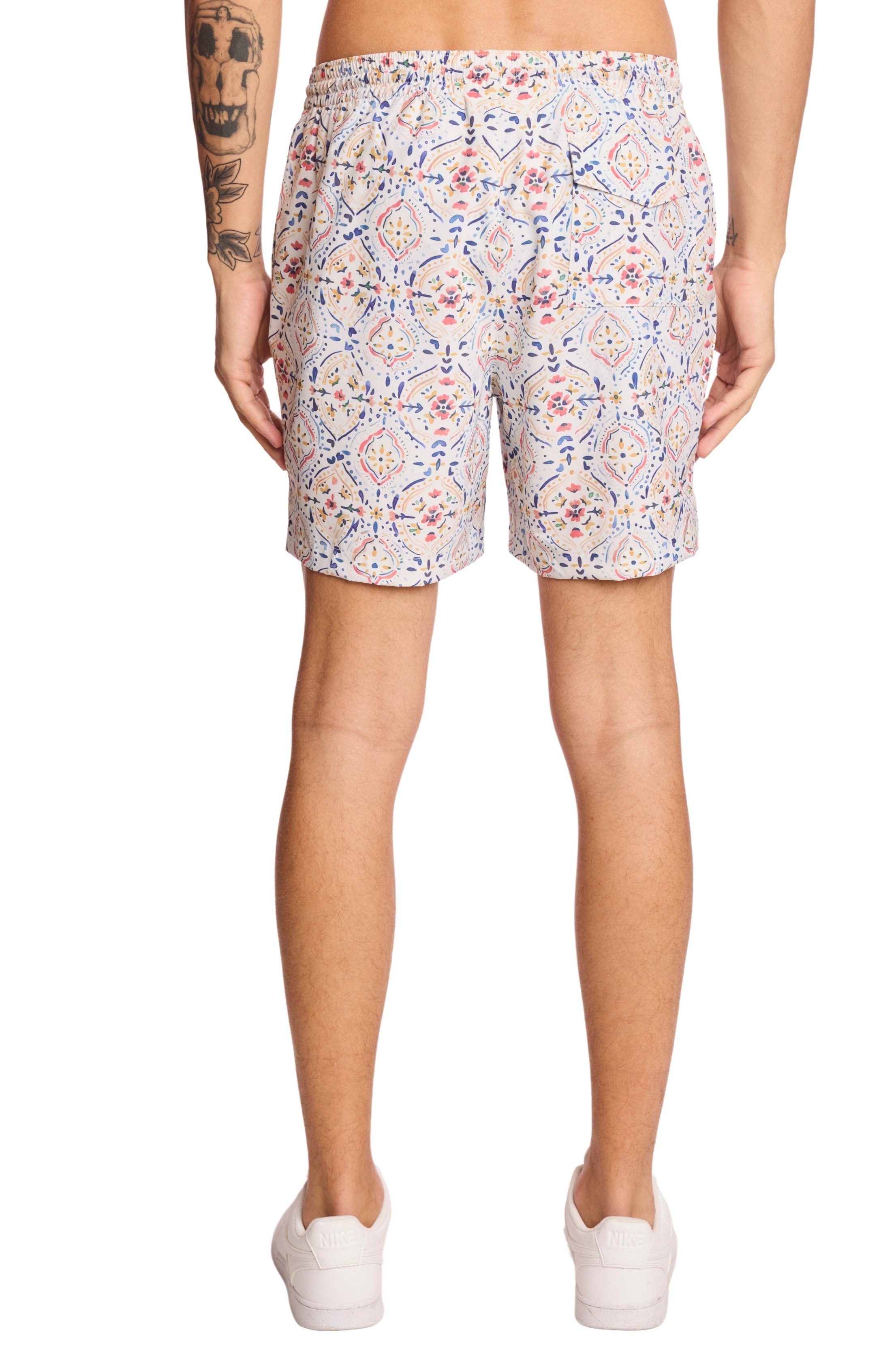 Gilligan Swim Trunks - White Peach Blue Mosaic