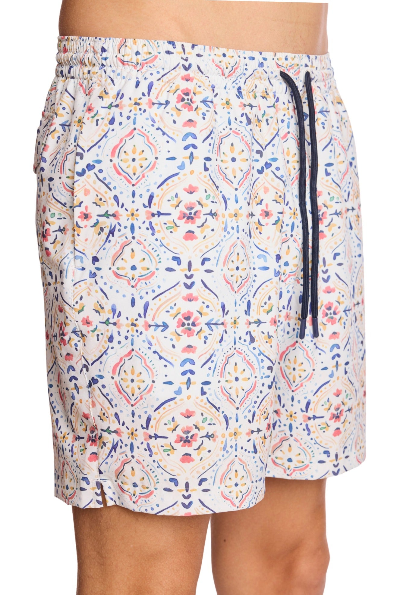 Gilligan Swim Trunks - White Peach Blue Mosaic