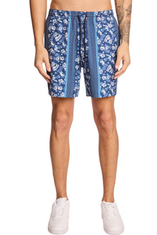  Gilligan Swim Trunks - Navy Lt Blue Floral