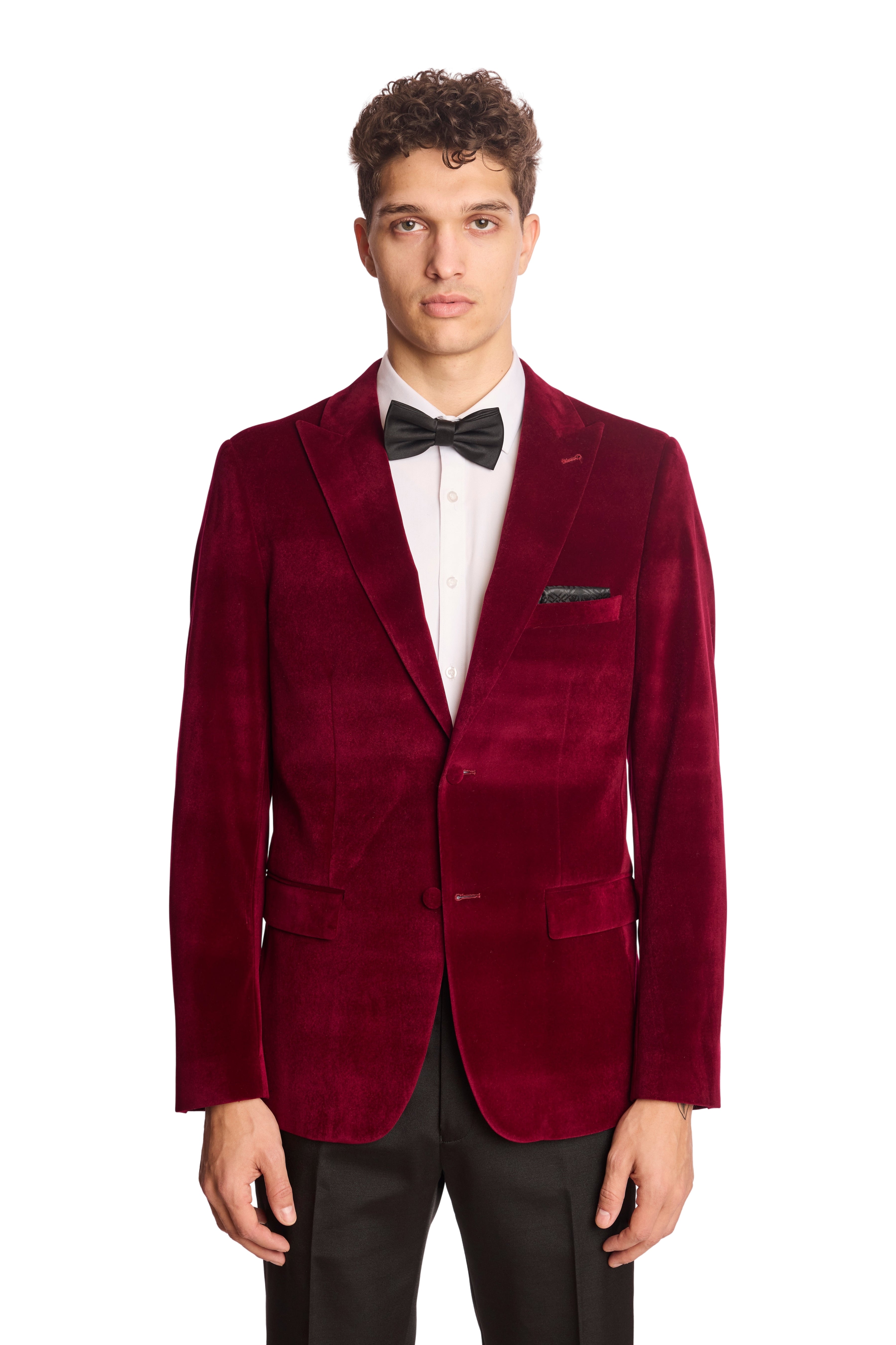 Kyle Big Peak Tux Jacket - slim - Bordeaux Velvet