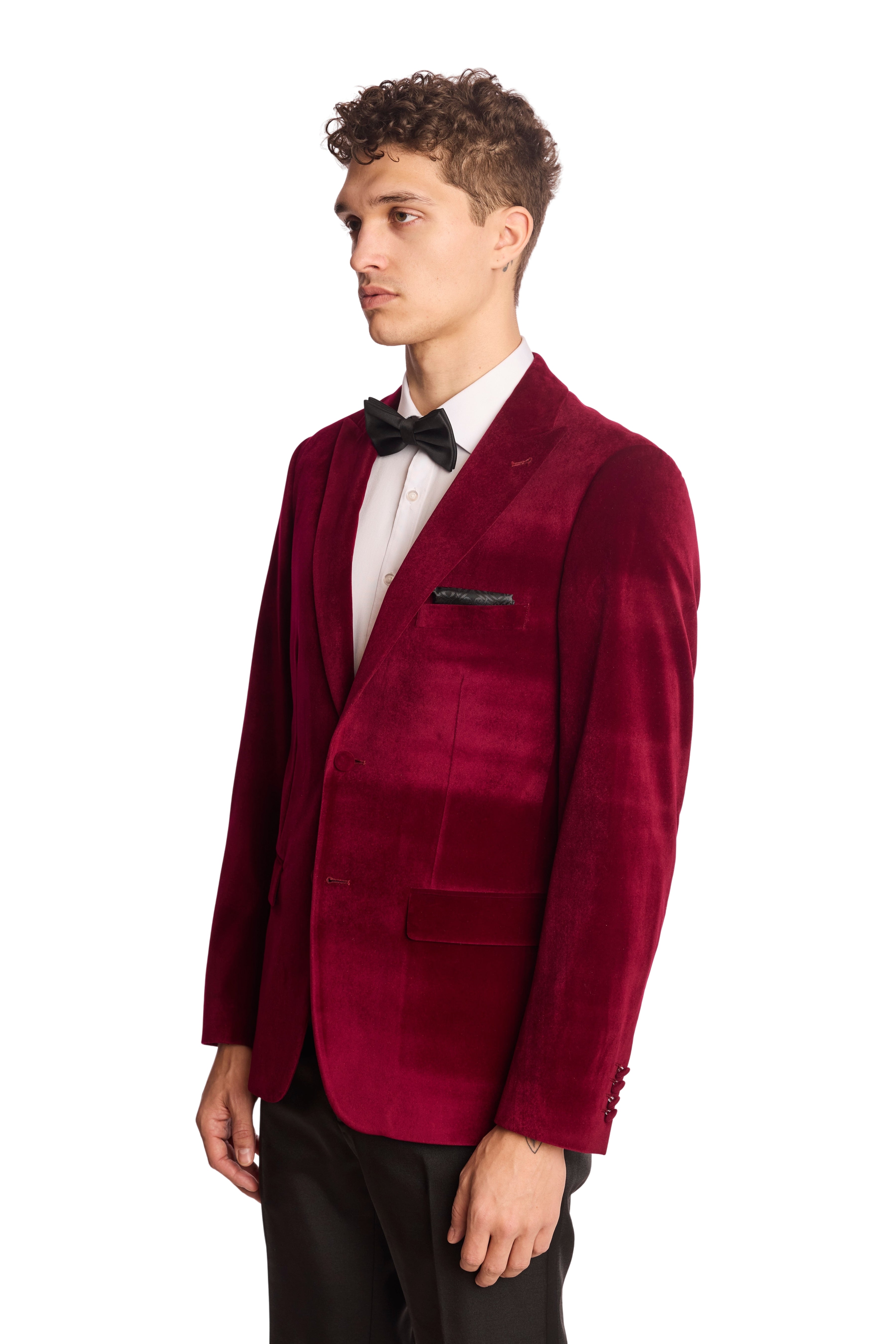 Kyle Big Peak Tux Jacket - slim - Bordeaux Velvet