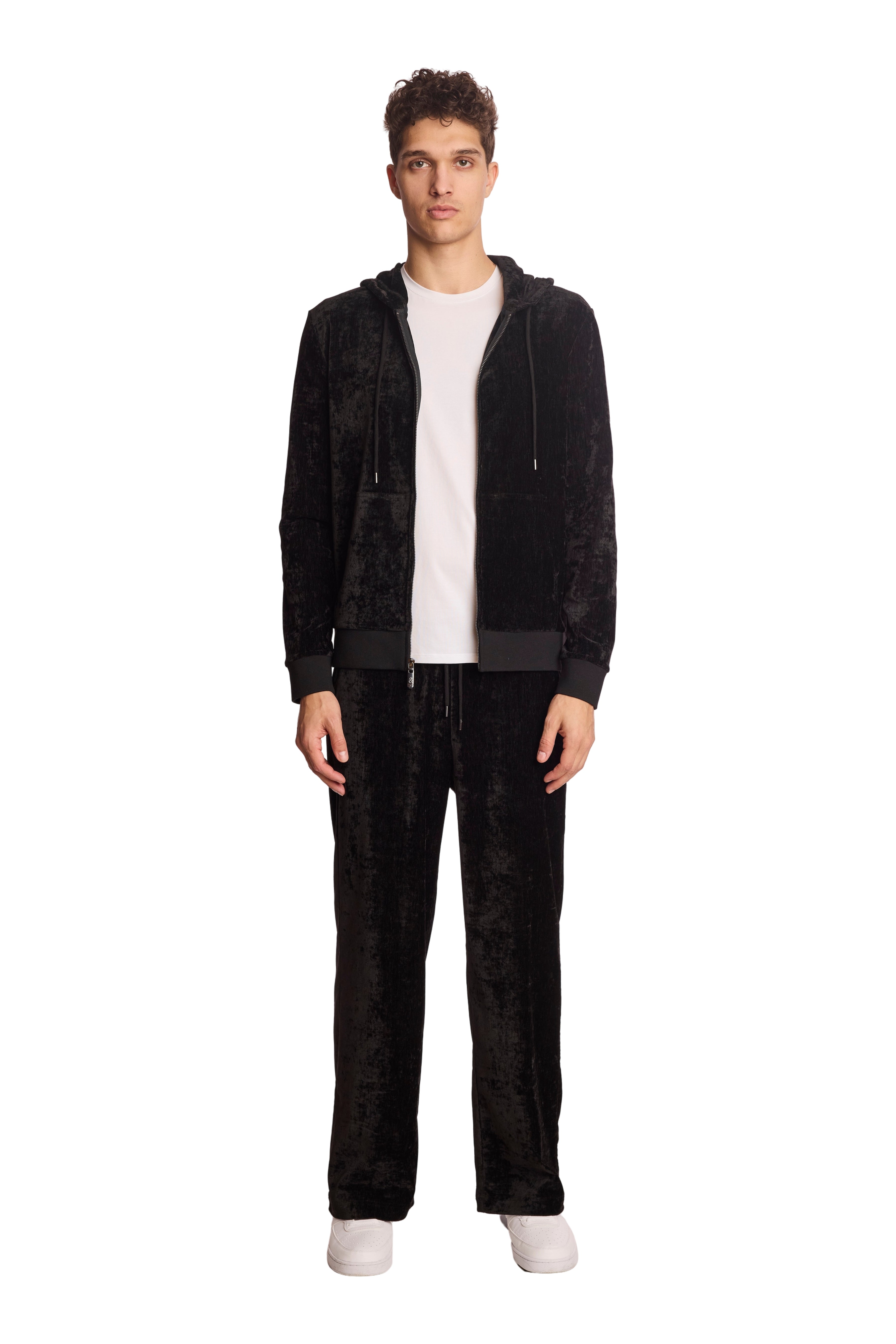Velvet Zip-Up Hoody - Black Velvet