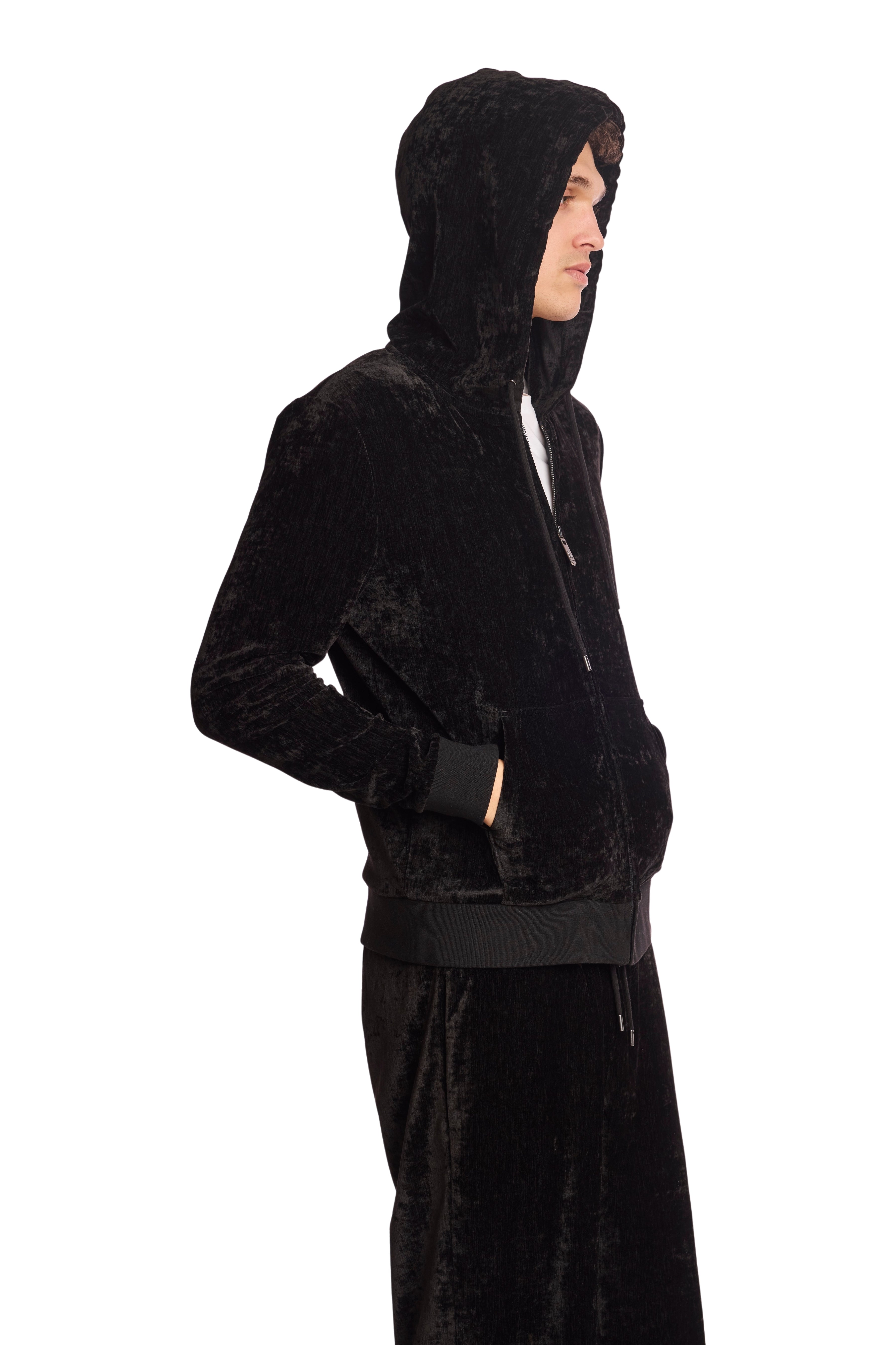 Velvet Zip-Up Hoody - Black Velvet