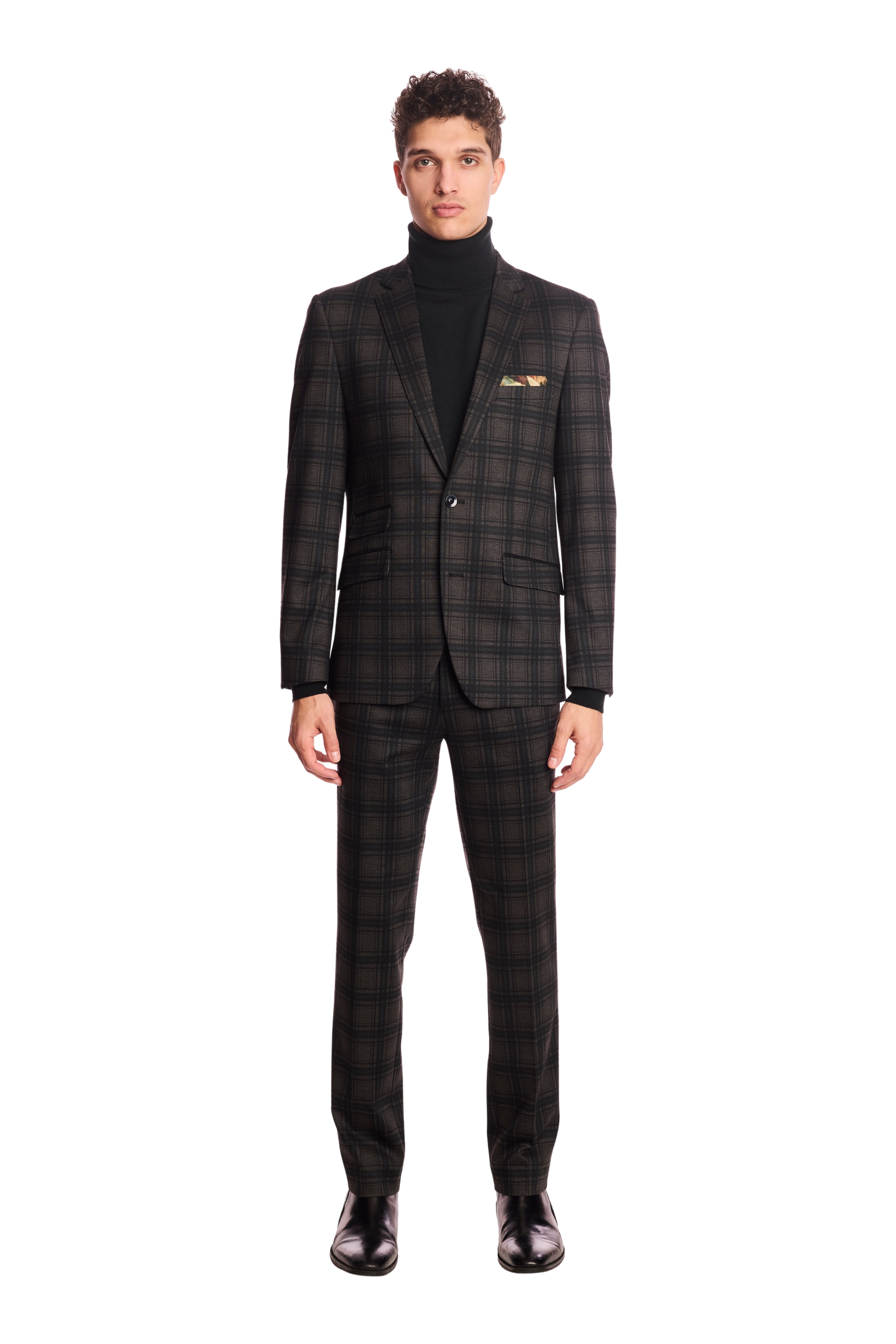 Downing pants - slim - Green Charcoal Plaid