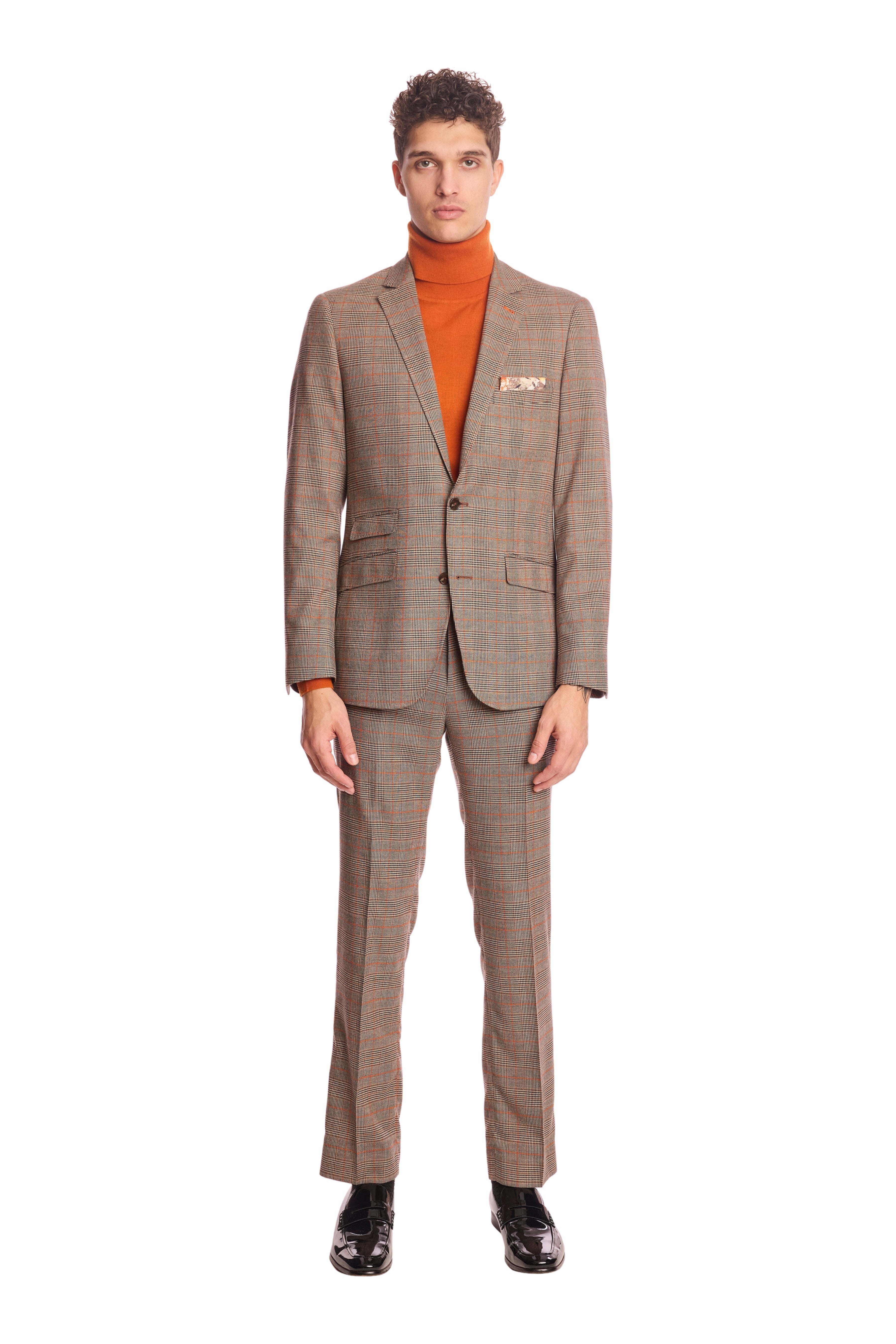 Downing pants - slim - Orange Pop Prince of Wales