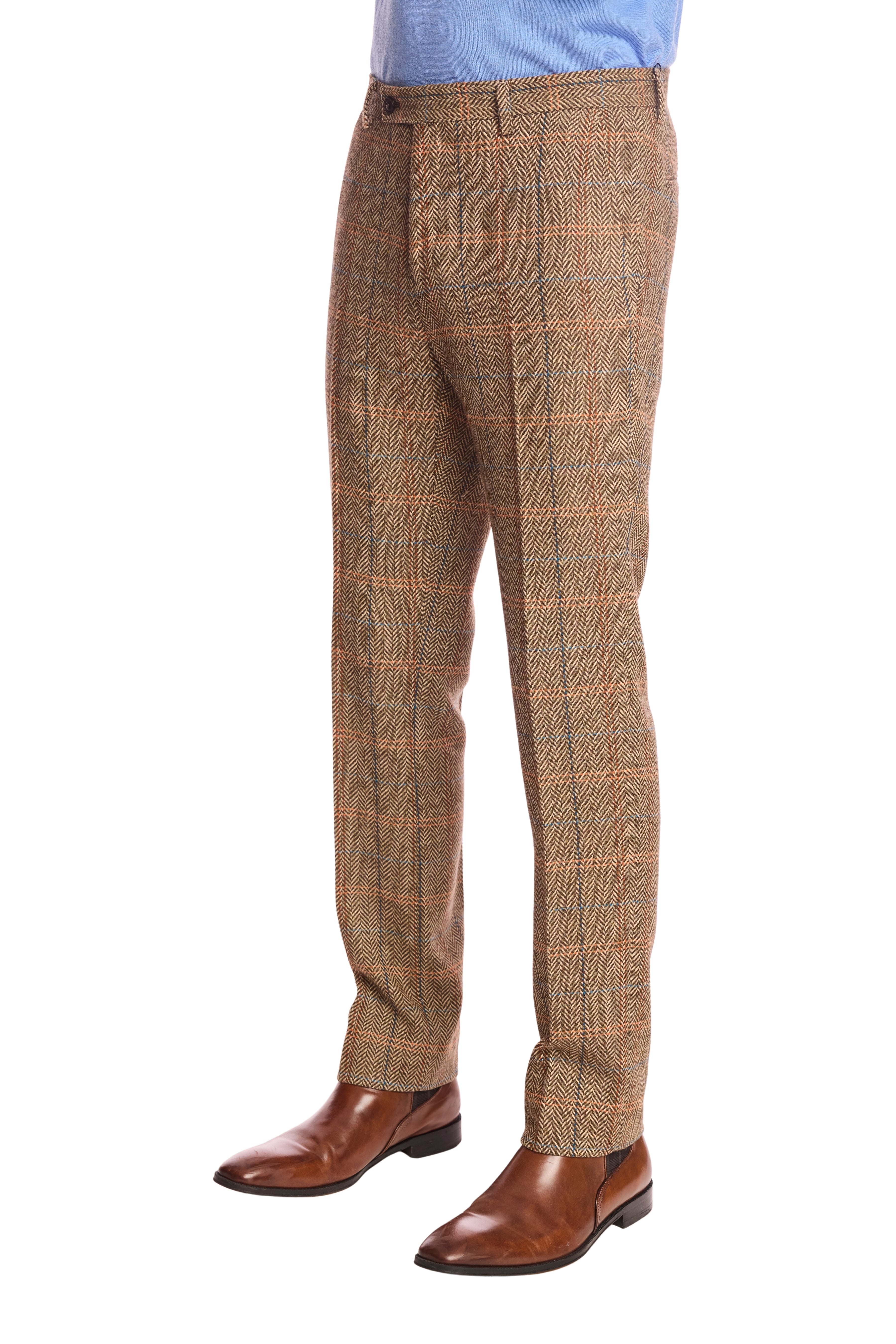 Downing pants - slim - Brown Orange Multi Herringbone